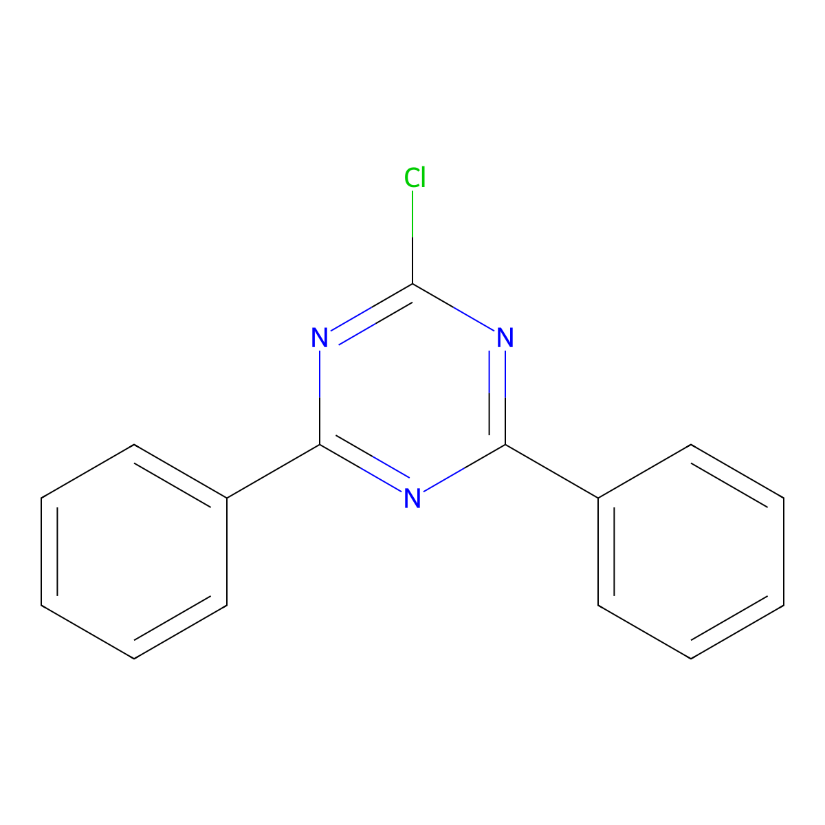 2-Chloro-4,6-diphenyl-1,3,5-triazine molecular structure, CAS 3842-55-5