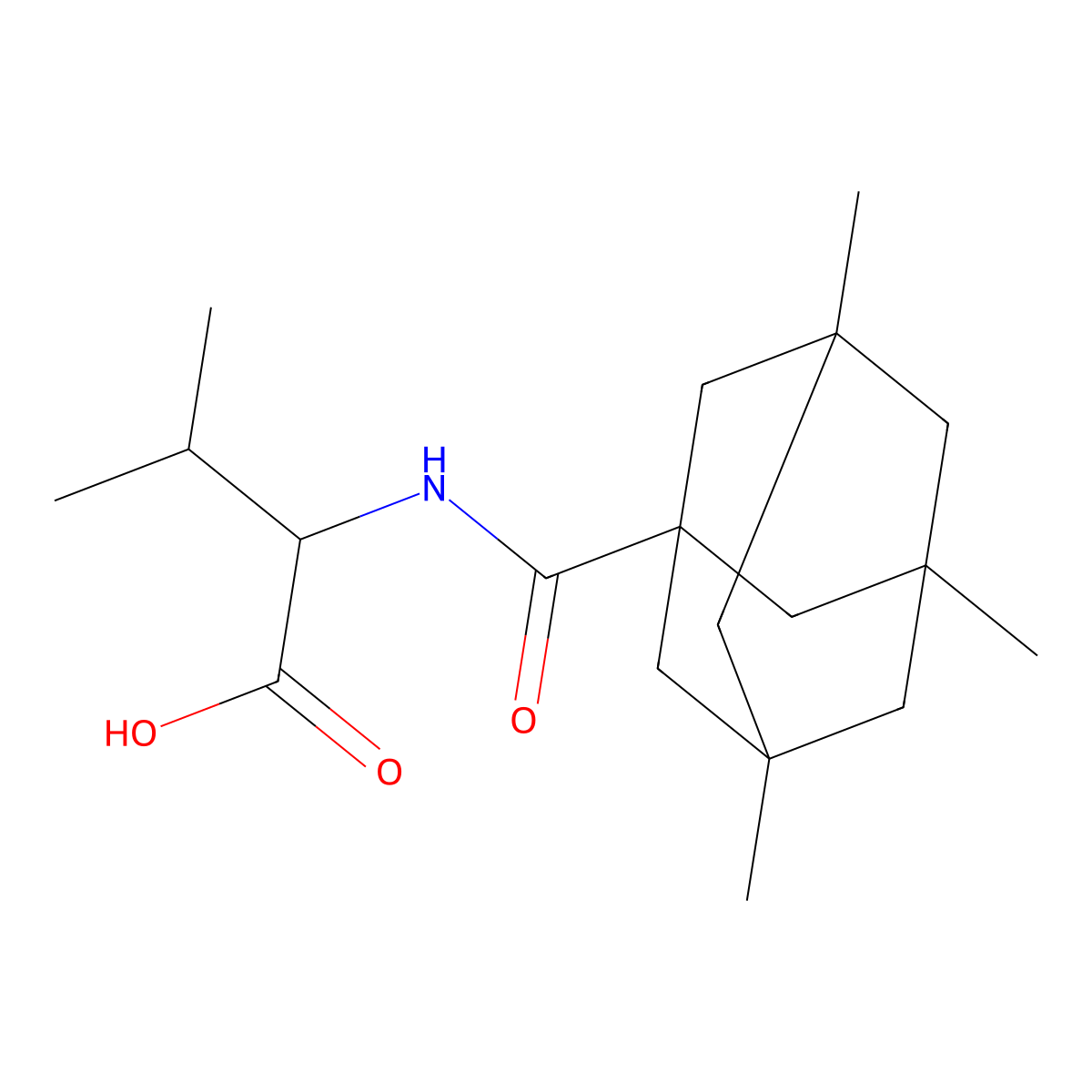 3-Methyl-2-[(3,5,7-trimethyladamantane-1-carbonyl)amino]butanoic acid molecular structure, CAS 384334-66-1