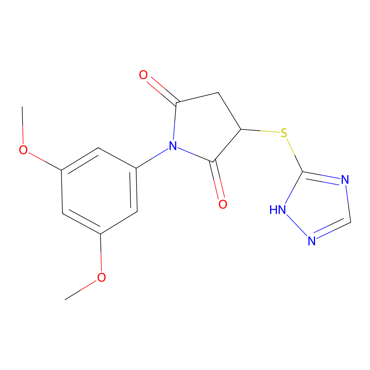 1-(3,5-dimethoxyphenyl)-3-(4H-1,2,4-triazol-3-ylsulfanyl)pyrrolidine-2,5-dione molecular structure, CAS 384349-11-5