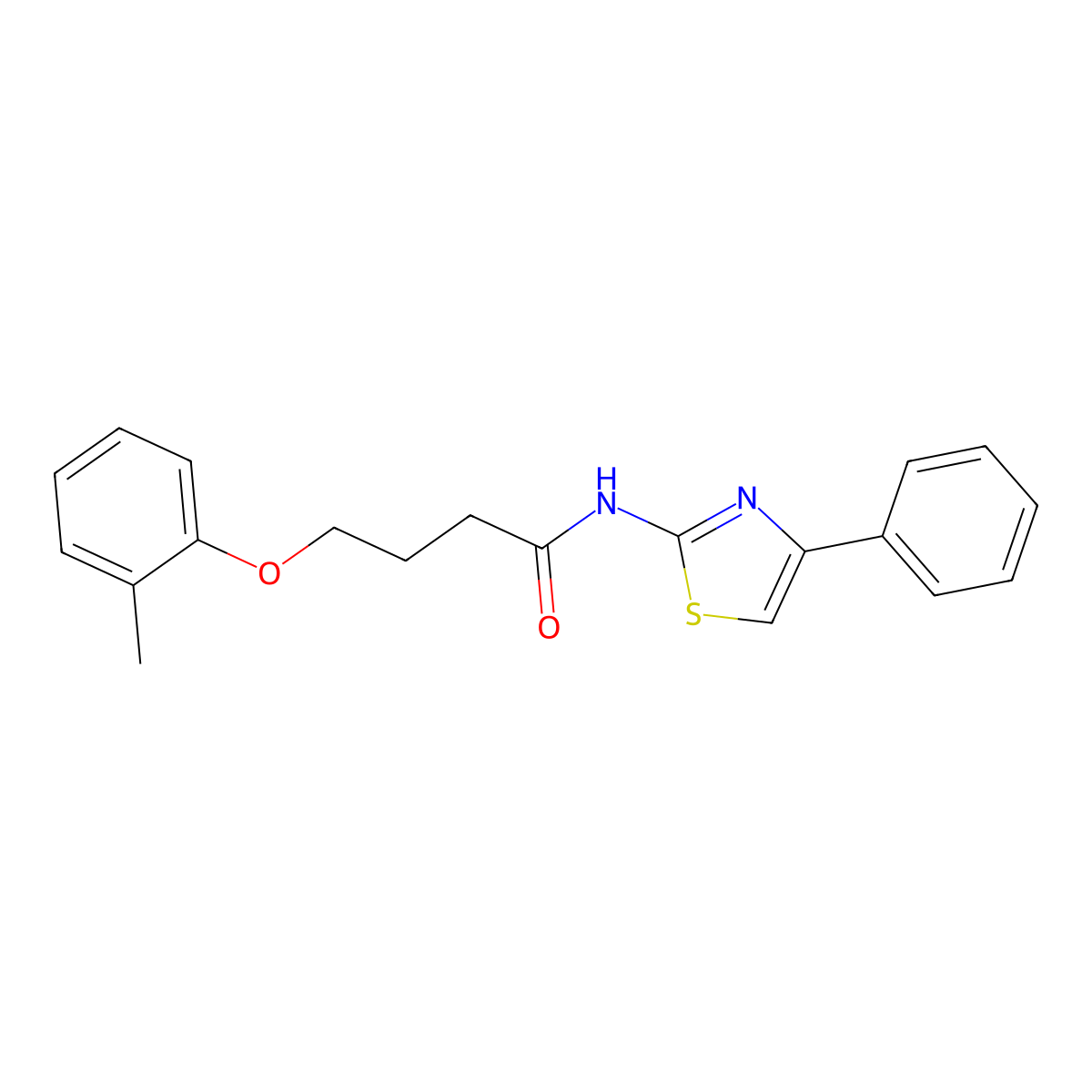 4-(2-methylphenoxy)-N-(4-phenyl-1,3-thiazol-2-yl)butanamide molecular structure, CAS 384349-56-8
