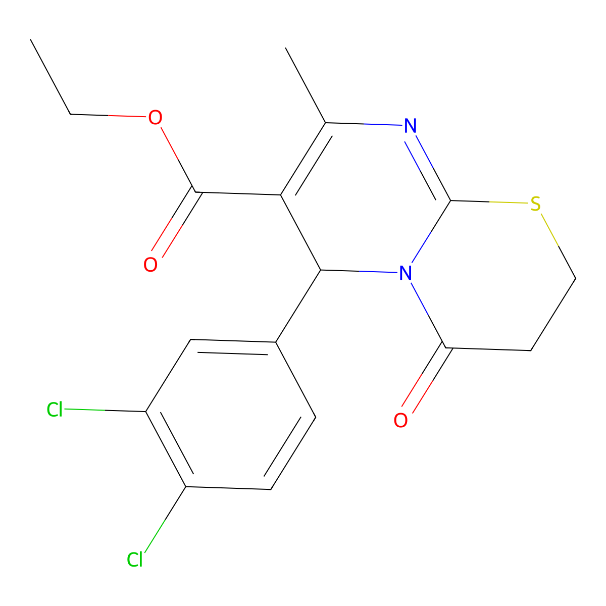 ethyl 6-(3,4-dichlorophenyl)-8-methyl-4-oxo-3,4-dihydro-2H,6H-pyrimido[2,1-b][1,3]thiazine-7-carboxylate molecular structure, CAS 384350-32-7