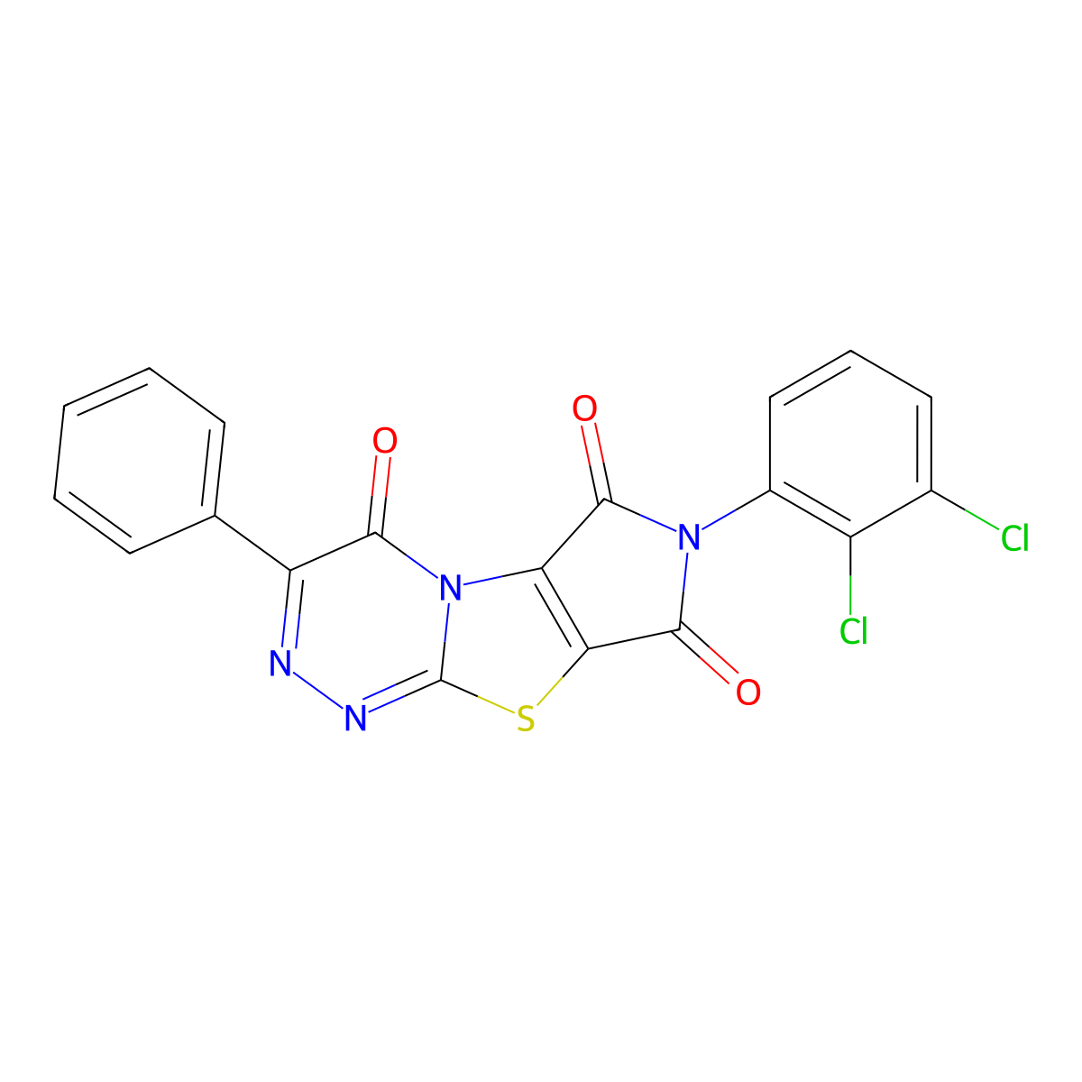 7-(2,3-dichlorophenyl)-3-phenyl-4H,6H-pyrrolo[3',4':4,5][1,3]thiazolo[2,3-c][1,2,4]triazine-4,6,8(7H)-trione molecular structure, CAS 384350-39-4