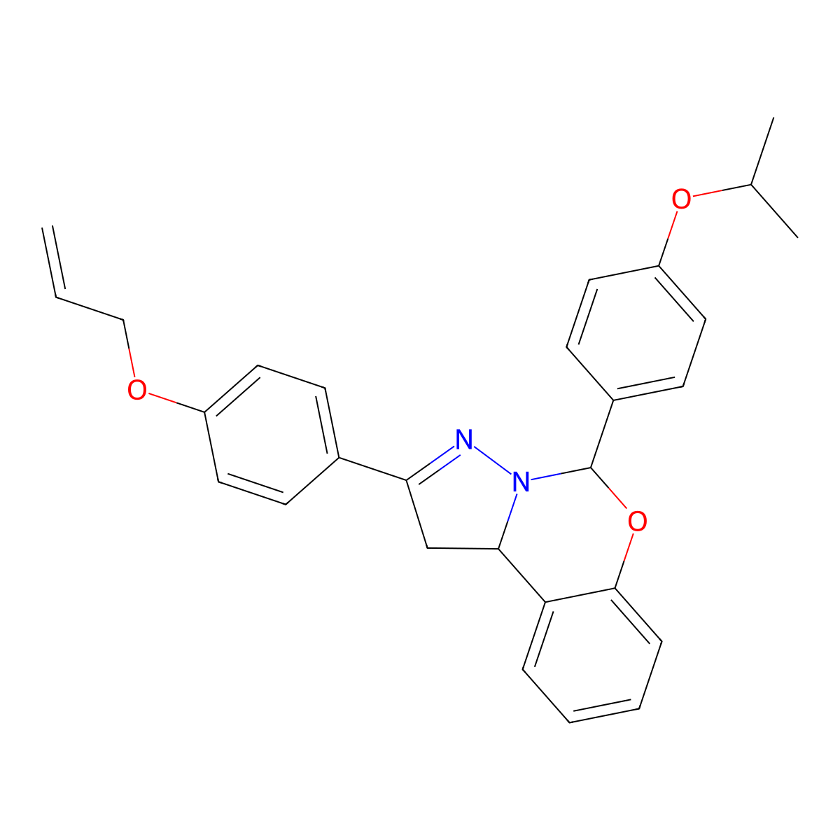 5-[4-(Propan-2-yloxy)phenyl]-2-[4-(prop-2-en-1-yloxy)phenyl]-1,10b-dihydropyrazolo[1,5-c][1,3]benzoxazine molecular structure, CAS 384350-46-3