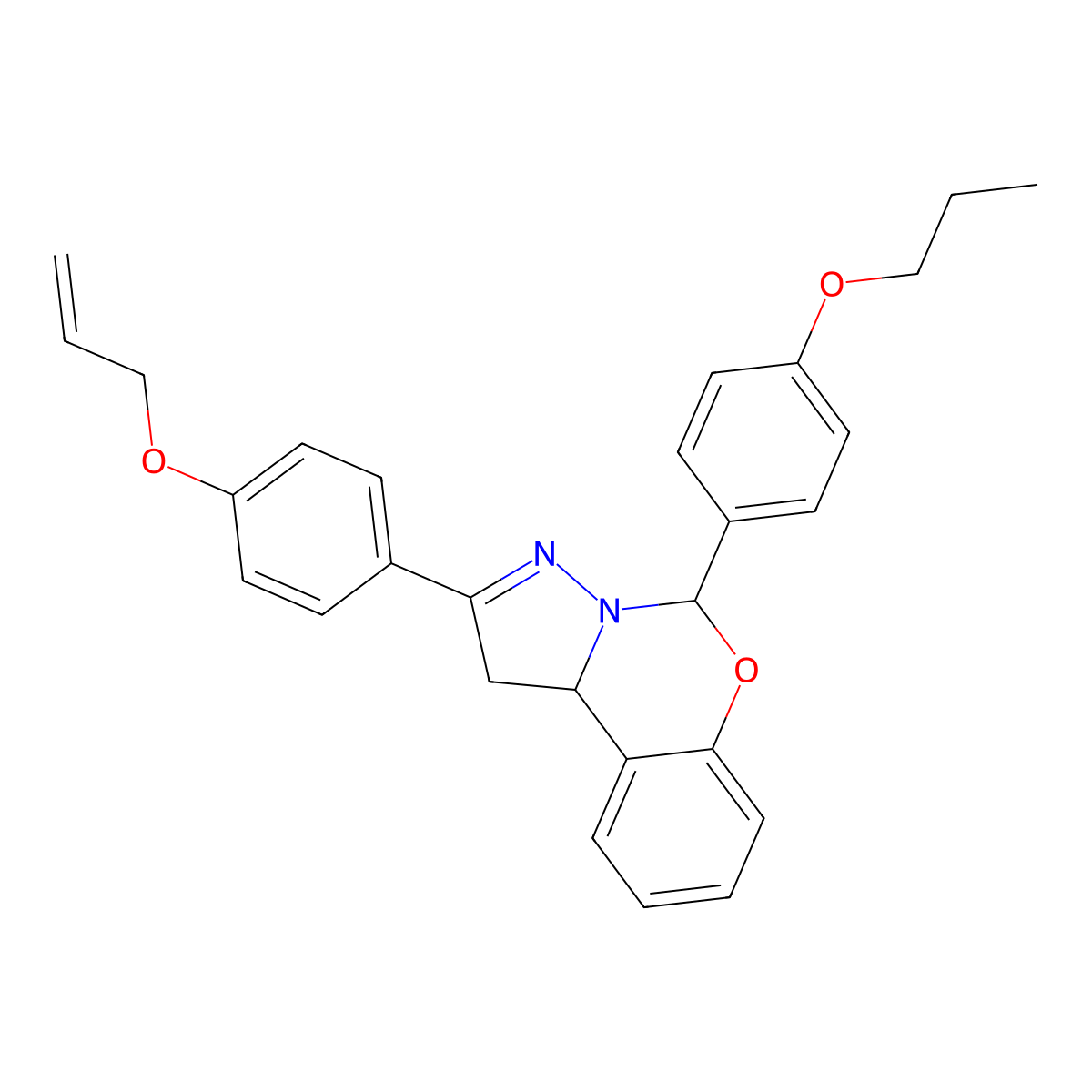 2-[4-(Prop-2-en-1-yloxy)phenyl]-5-(4-propoxyphenyl)-1,10b-dihydropyrazolo[1,5-c][1,3]benzoxazine molecular structure, CAS 384350-67-8