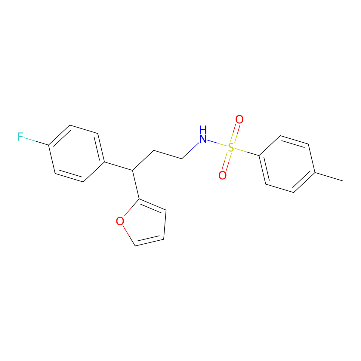 N-[3-(4-fluorophenyl)-3-(furan-2-yl)propyl]-4-methylbenzenesulfonamide molecular structure, CAS 384350-83-8