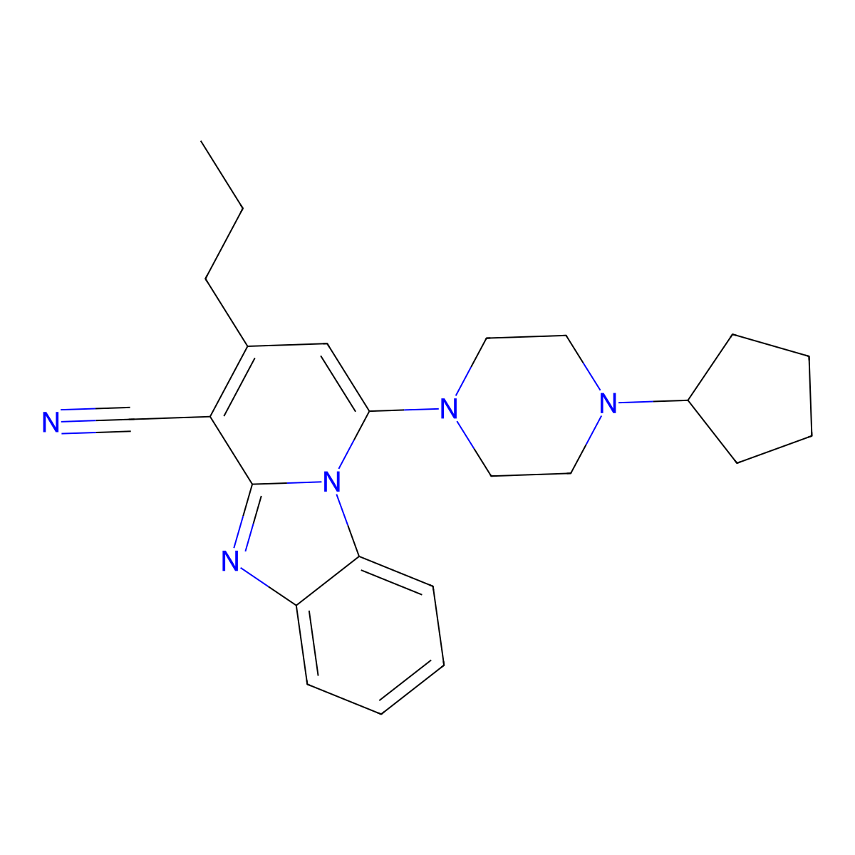 1-(4-Cyclopentylpiperazin-1-yl)-3-propylpyrido[1,2-a]benzimidazole-4-carbonitrile molecular structure, CAS 384351-27-3