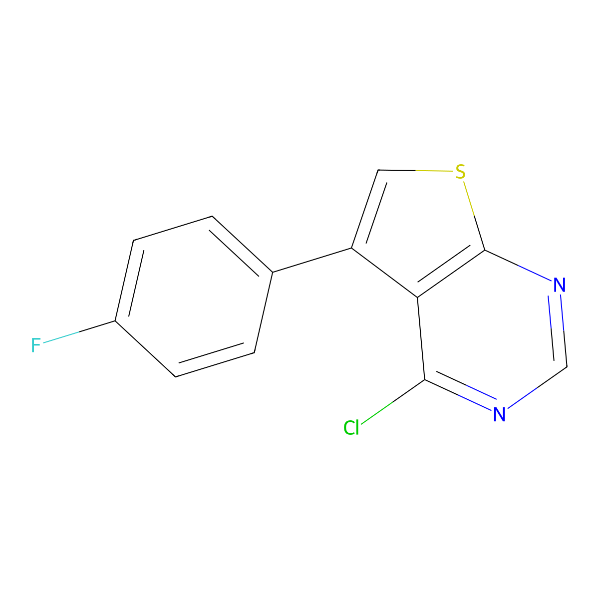 4-Chloro-5-(4-fluorophenyl)thieno(2,3-d)pyrimidine molecular structure, CAS 384351-45-5