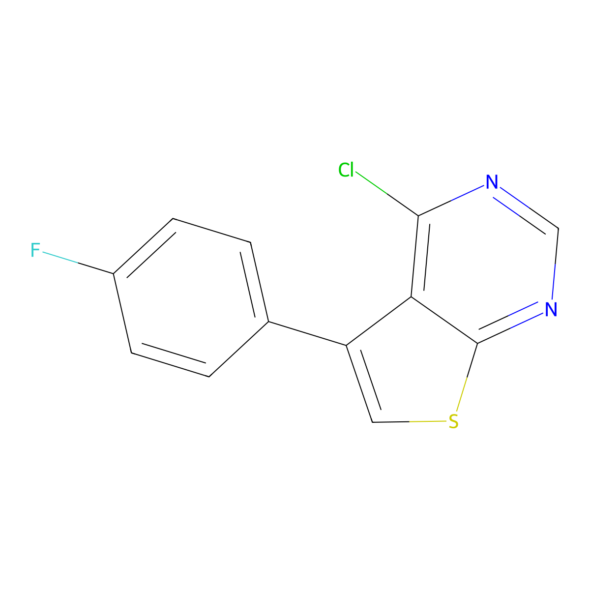 4-Chloro-5-(4-fluorophenyl)thieno(2,3-d)pyrimidine molecular structure, CAS 384351-45-5