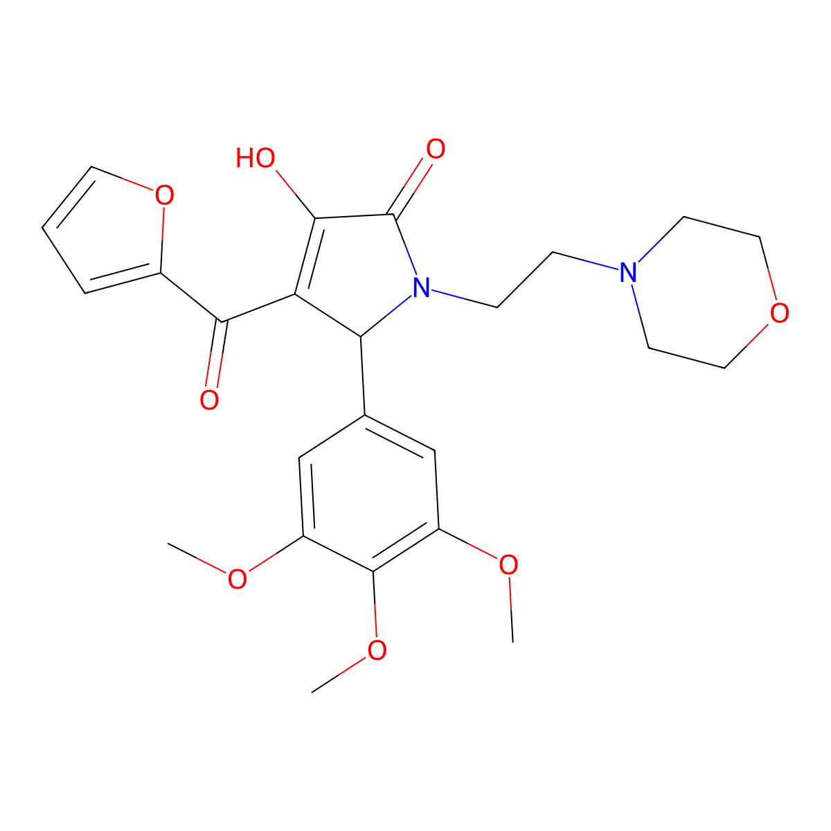 4-(furan-2-carbonyl)-3-hydroxy-1-(2-morpholinoethyl)-5-(3,4,5-trimethoxyphenyl)-1H-pyrrol-2(5H)-one molecular structure, CAS 384351-71-7
