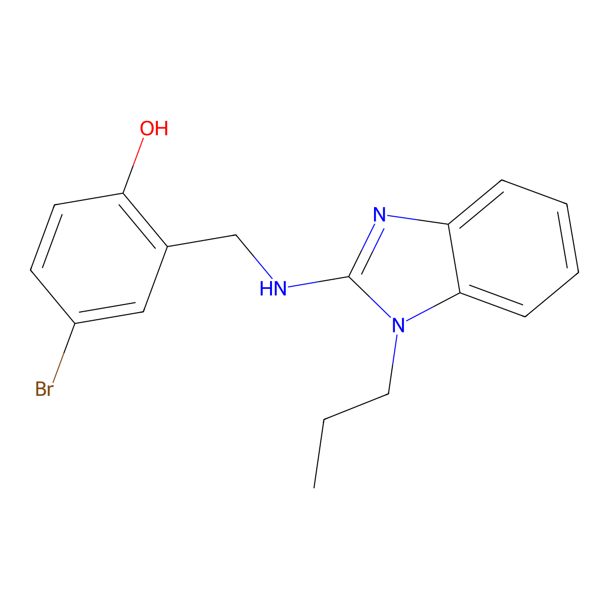 4-bromo-2-{[(1-propyl-1H-benzimidazol-2-yl)amino]methyl}phenol molecular structure, CAS 384351-72-8
