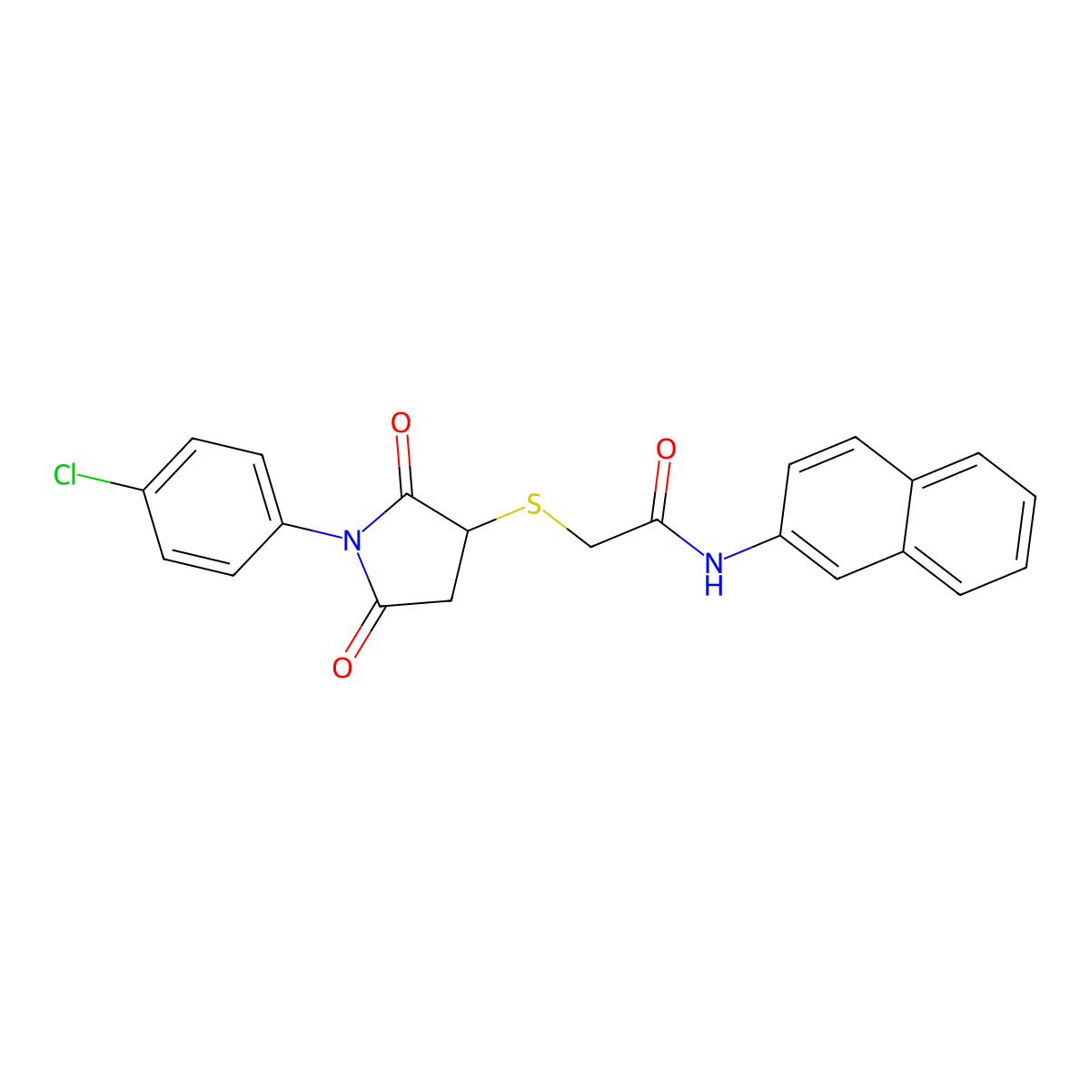 2-{[1-(4-chlorophenyl)-2,5-dioxopyrrolidin-3-yl]sulfanyl}-N-(naphthalen-2-yl)acetamide molecular structure, CAS 384351-79-5