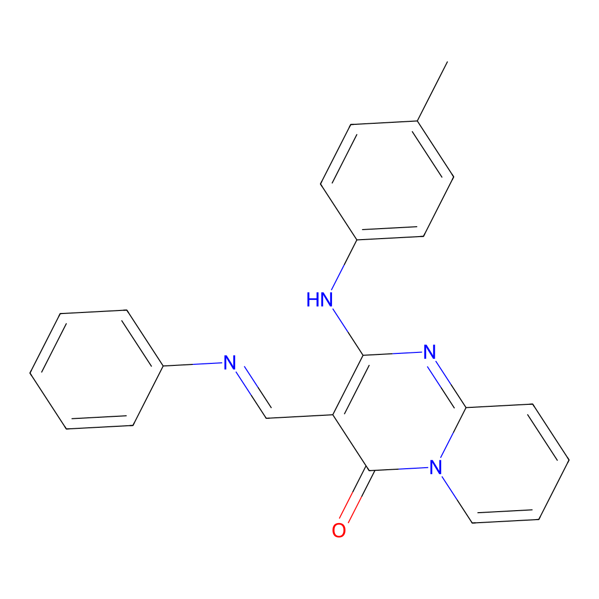 3-[(E)-(phenylimino)methyl]-2-(4-toluidino)-4H-pyrido[1,2-a]pyrimidin-4-one molecular structure, CAS 384352-33-4
