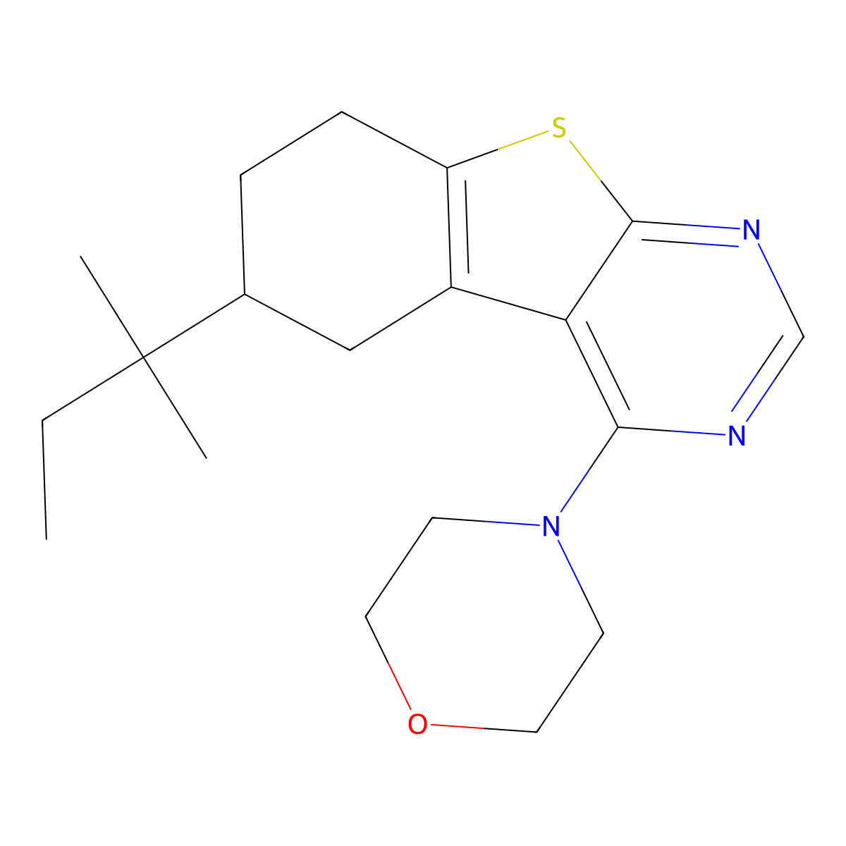 6-(2-Methylbutan-2-yl)-4-(morpholin-4-yl)-5,6,7,8-tetrahydro[1]benzothieno[2,3-d]pyrimidine molecular structure, CAS 384352-68-5