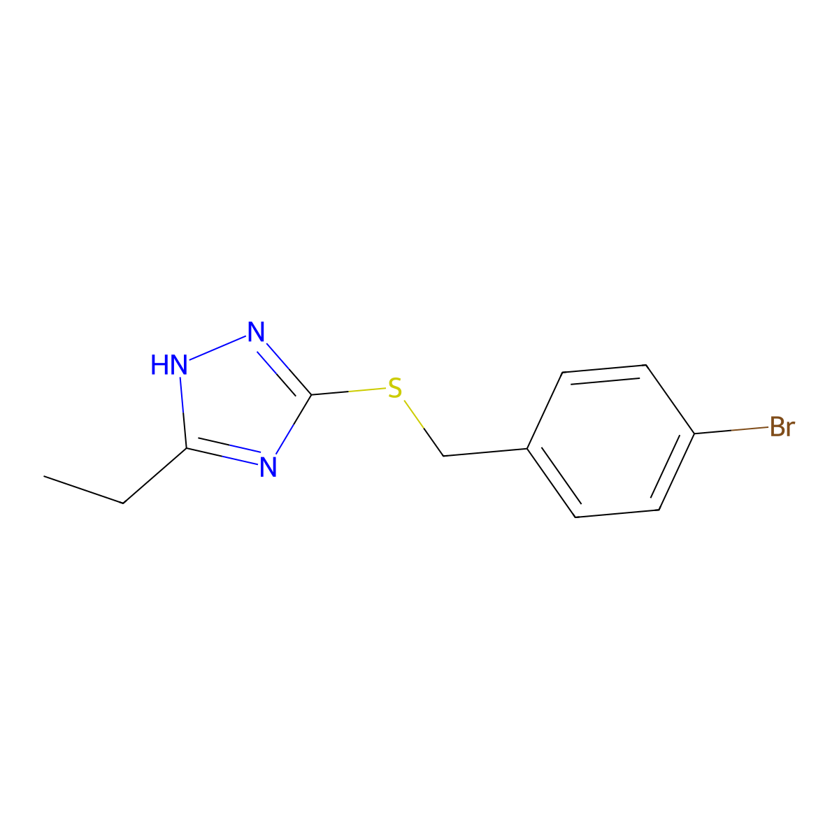 3-[(4-bromophenyl)methylsulfanyl]-5-ethyl-1H-1,2,4-triazole molecular structure, CAS 384352-80-1