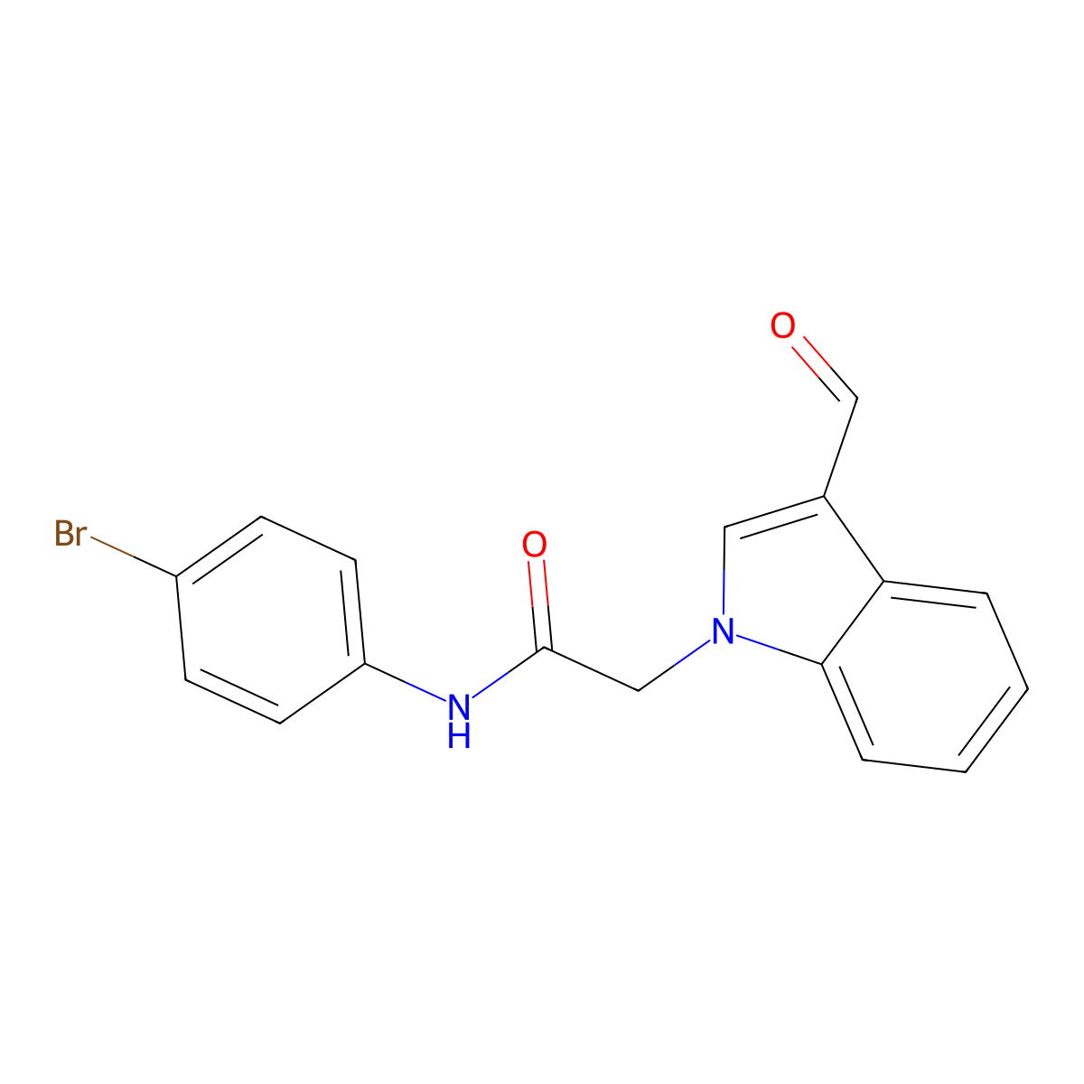 N-(4-bromophenyl)-2-(3-formyl-1H-indol-1-yl)acetamide molecular structure, CAS 384352-97-0