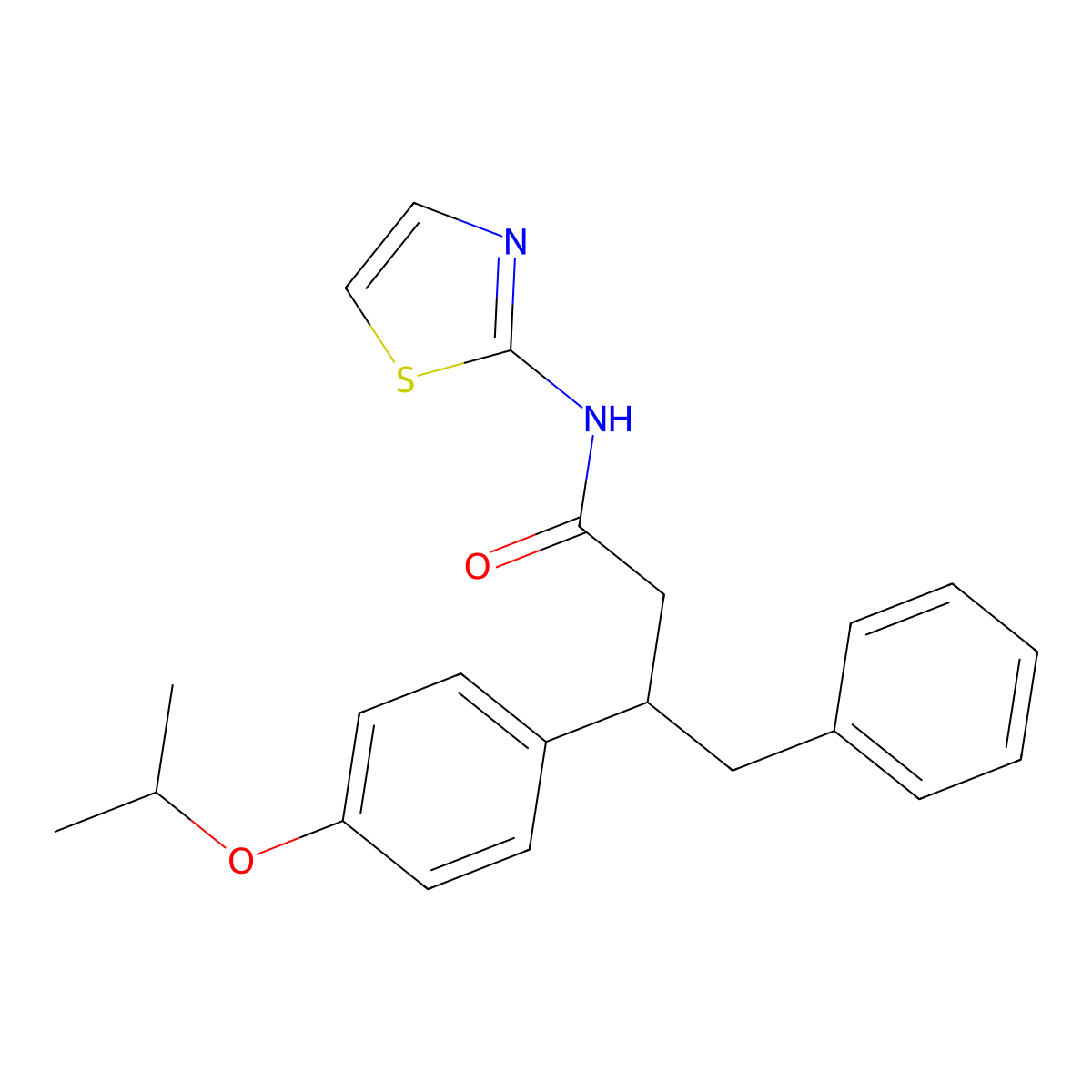 4-phenyl-3-(4-propan-2-yloxyphenyl)-N-(1,3-thiazol-2-yl)butanamide molecular structure, CAS 384353-35-9