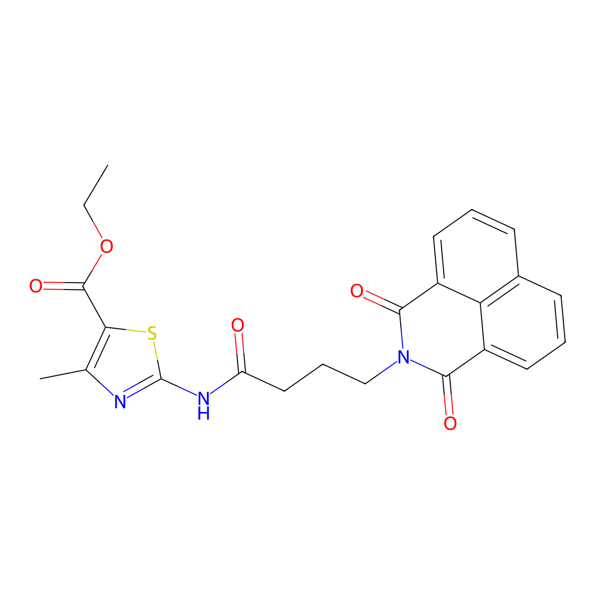 ethyl 2-(4-(1,3-dioxo-1H-benzo[de]isoquinolin-2(3H)-yl)butanamido)-4-methylthiazole-5-carboxylate molecular structure, CAS 384353-56-4