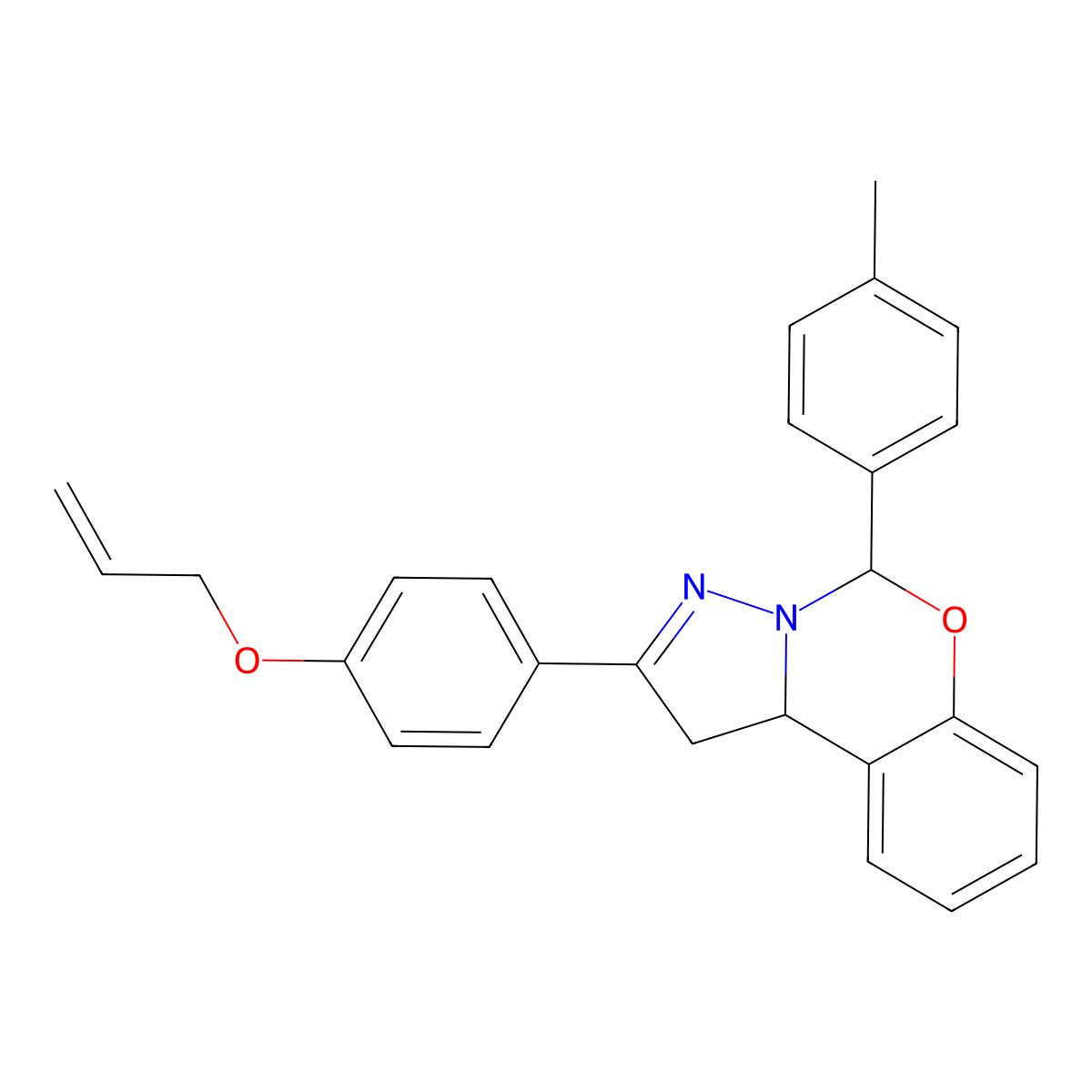 5-(4-Methylphenyl)-2-[4-(prop-2-en-1-yloxy)phenyl]-1,10b-dihydropyrazolo[1,5-c][1,3]benzoxazine molecular structure, CAS 384353-61-1