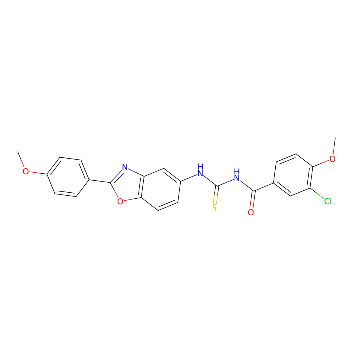 3-chloro-4-methoxy-N-[[2-(4-methoxyphenyl)-1,3-benzoxazol-5-yl]carbamothioyl]benzamide molecular structure, CAS 384353-86-0
