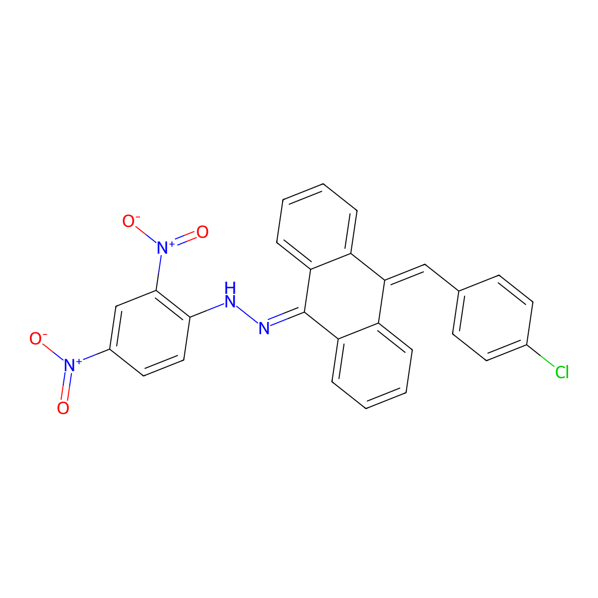 (Z)-1-((Z)-10-(4-chlorobenzylidene)anthracen-9(10H)-ylidene)-2-(2,4-dinitrophenyl)hydrazine molecular structure, CAS 384354-67-0