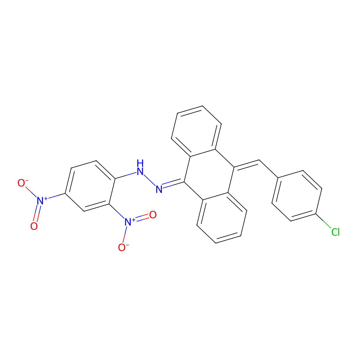 (Z)-1-((Z)-10-(4-chlorobenzylidene)anthracen-9(10H)-ylidene)-2-(2,4-dinitrophenyl)hydrazine molecular structure, CAS 384354-67-0