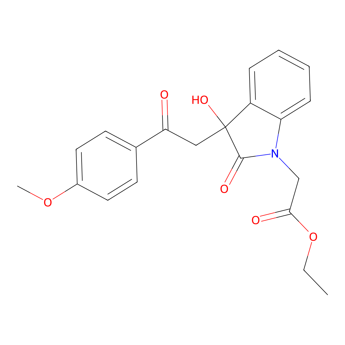 Ethyl 2-[3-hydroxy-3-[2-(4-methoxyphenyl)-2-oxoethyl]-2-oxoindol-1-yl]acetate molecular structure, CAS 384355-44-6