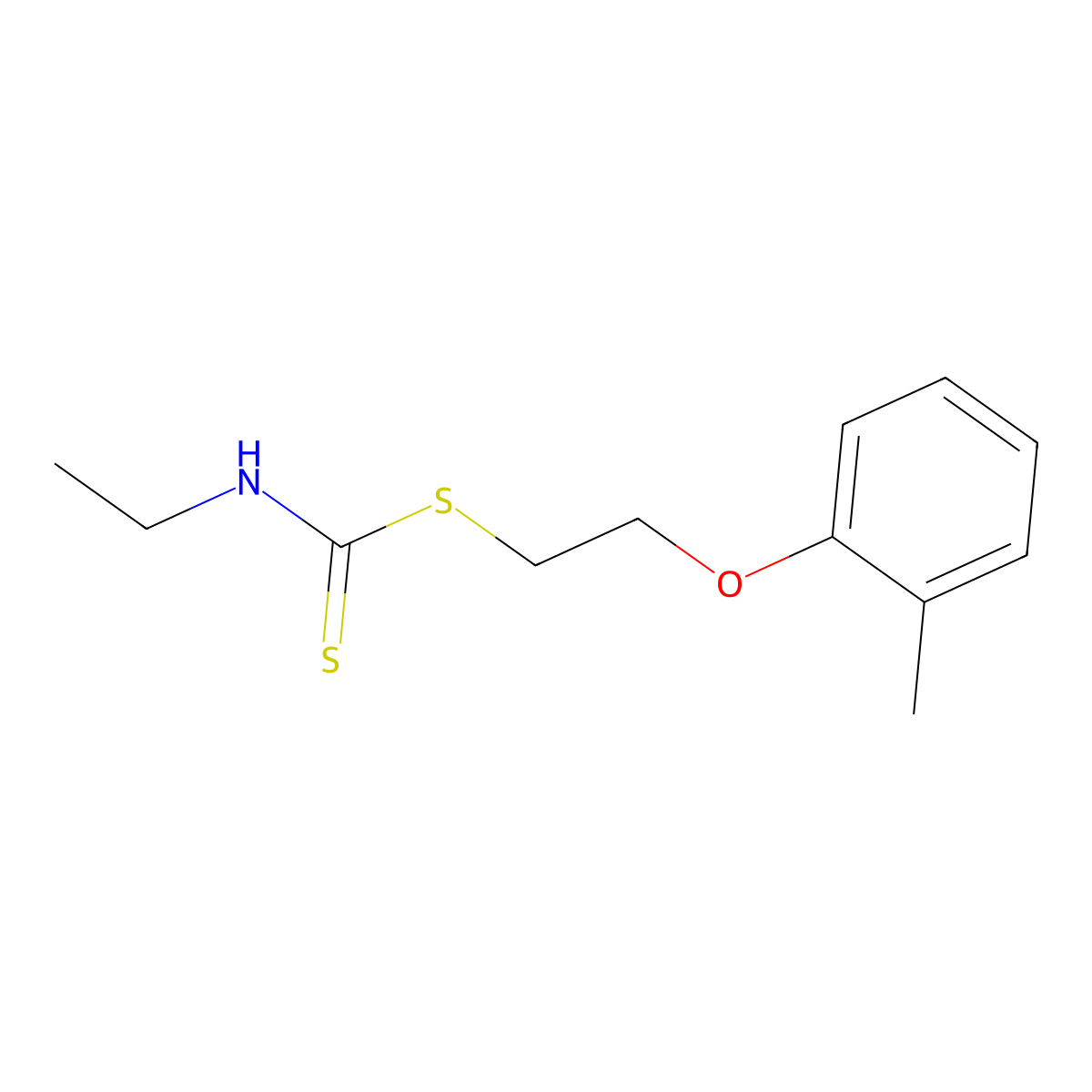 2-(2-methylphenoxy)ethyl N-ethylcarbamodithioate molecular structure, CAS 384355-73-1