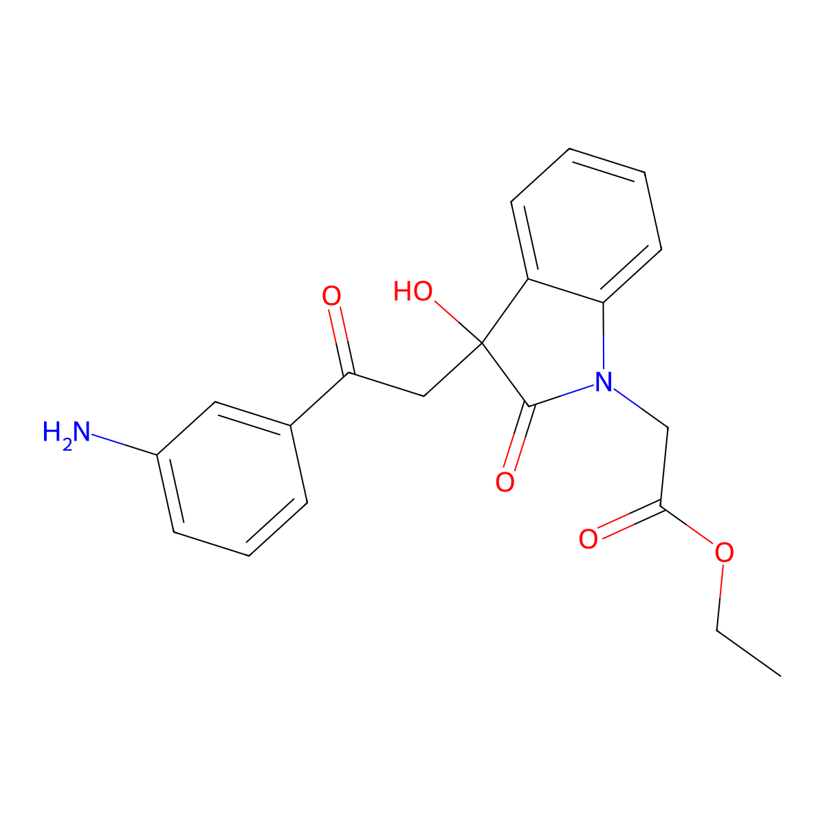 ethyl {3-[2-(3-aminophenyl)-2-oxoethyl]-3-hydroxy-2-oxo-2,3-dihydro-1H-indol-1-yl}acetate molecular structure, CAS 384356-26-7