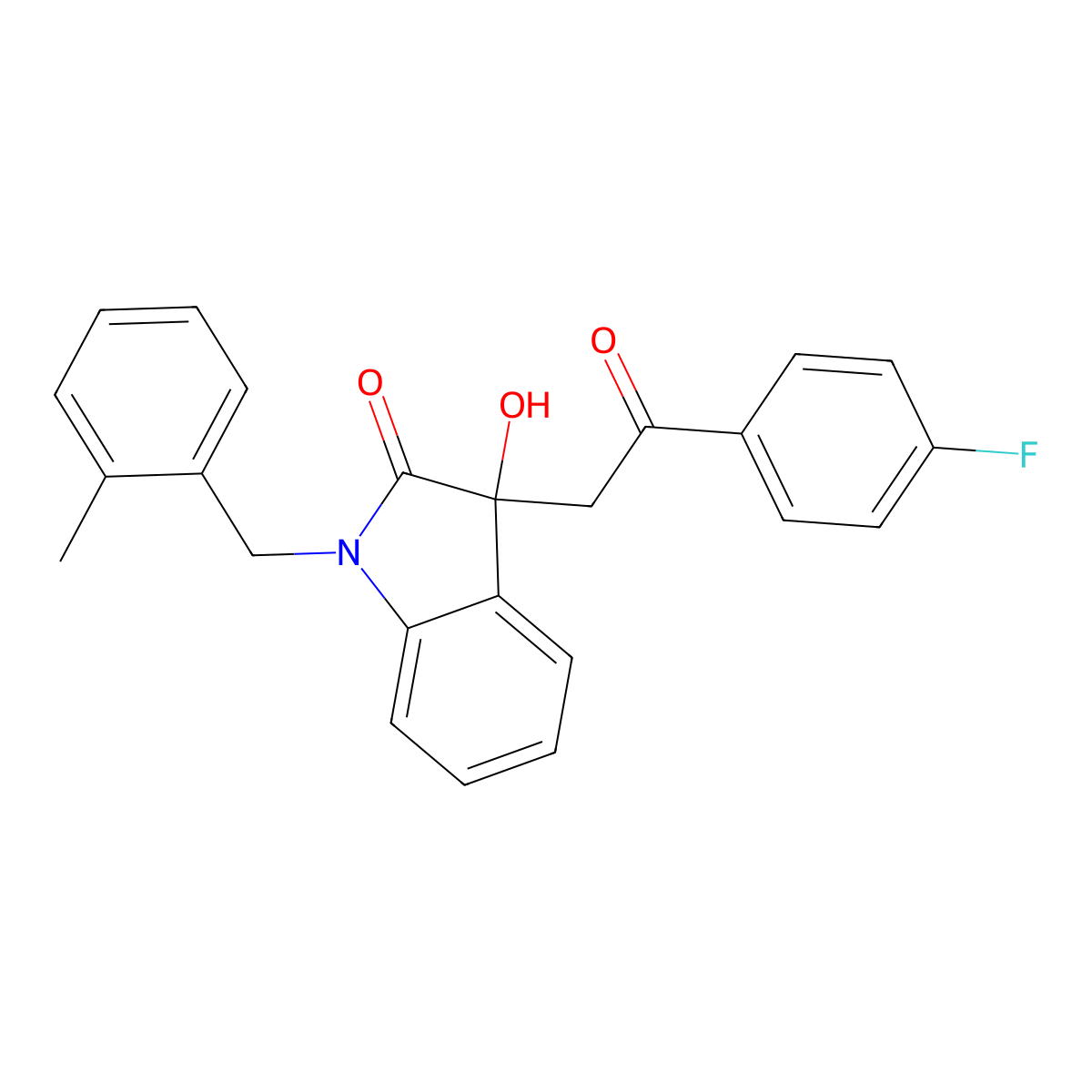 3-[2-(4-fluorophenyl)-2-oxoethyl]-3-hydroxy-1-(2-methylbenzyl)-1,3-dihydro-2H-indol-2-one molecular structure, CAS 384356-46-1