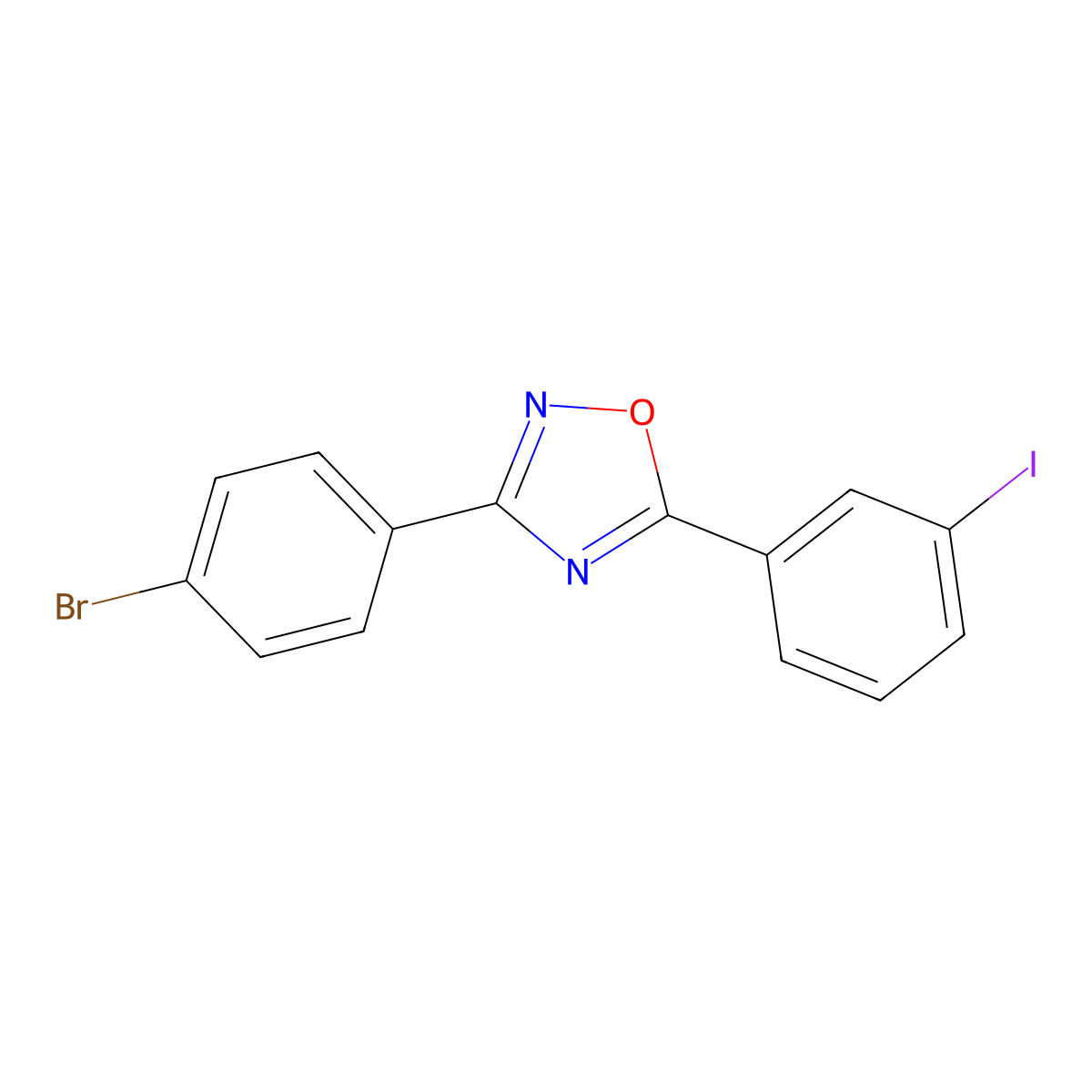 3-(4-Bromophenyl)-5-(3-iodophenyl)-1,2,4-oxadiazole molecular structure, CAS 384356-51-8