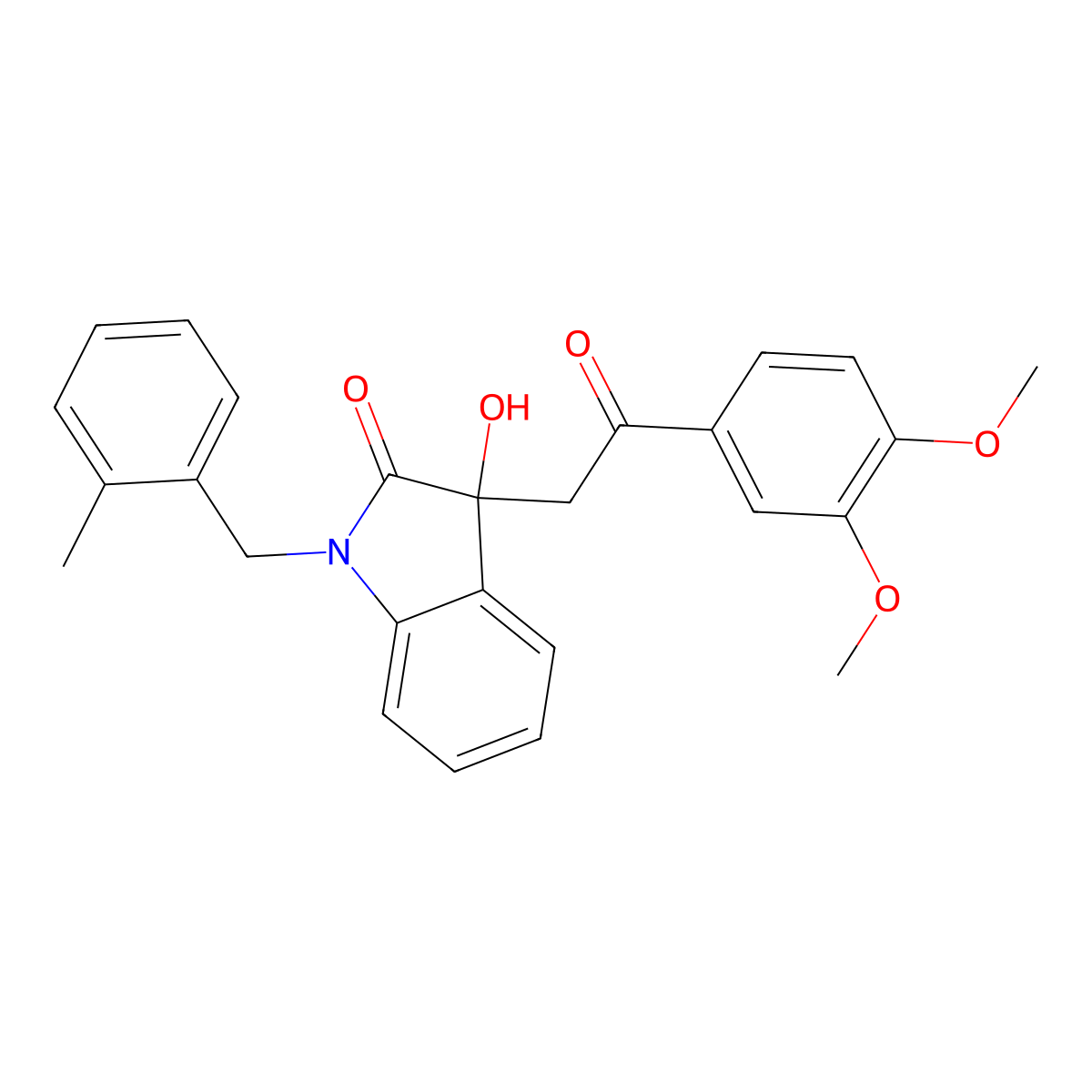 3-[2-(3,4-dimethoxyphenyl)-2-oxoethyl]-3-hydroxy-1-(2-methylbenzyl)-1,3-dihydro-2H-indol-2-one molecular structure, CAS 384357-23-7