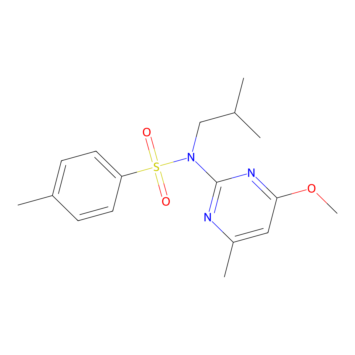 N-(4-methoxy-6-methylpyrimidin-2-yl)-4-methyl-N-(2-methylpropyl)benzenesulfonamide molecular structure, CAS 384357-49-7