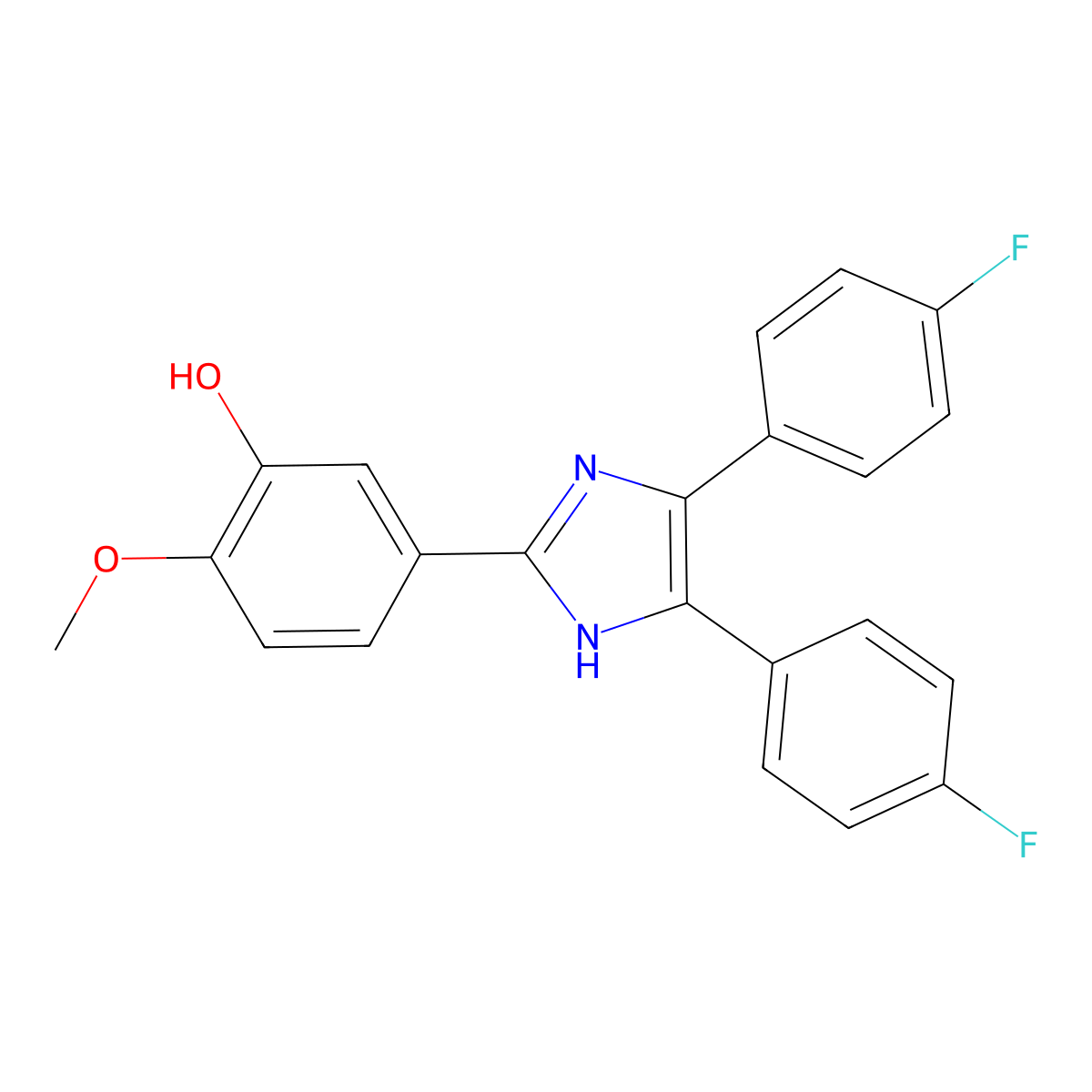5-[4,5-bis(4-fluorophenyl)-1H-imidazol-2-yl]-2-methoxyphenol molecular structure, CAS 384357-93-1