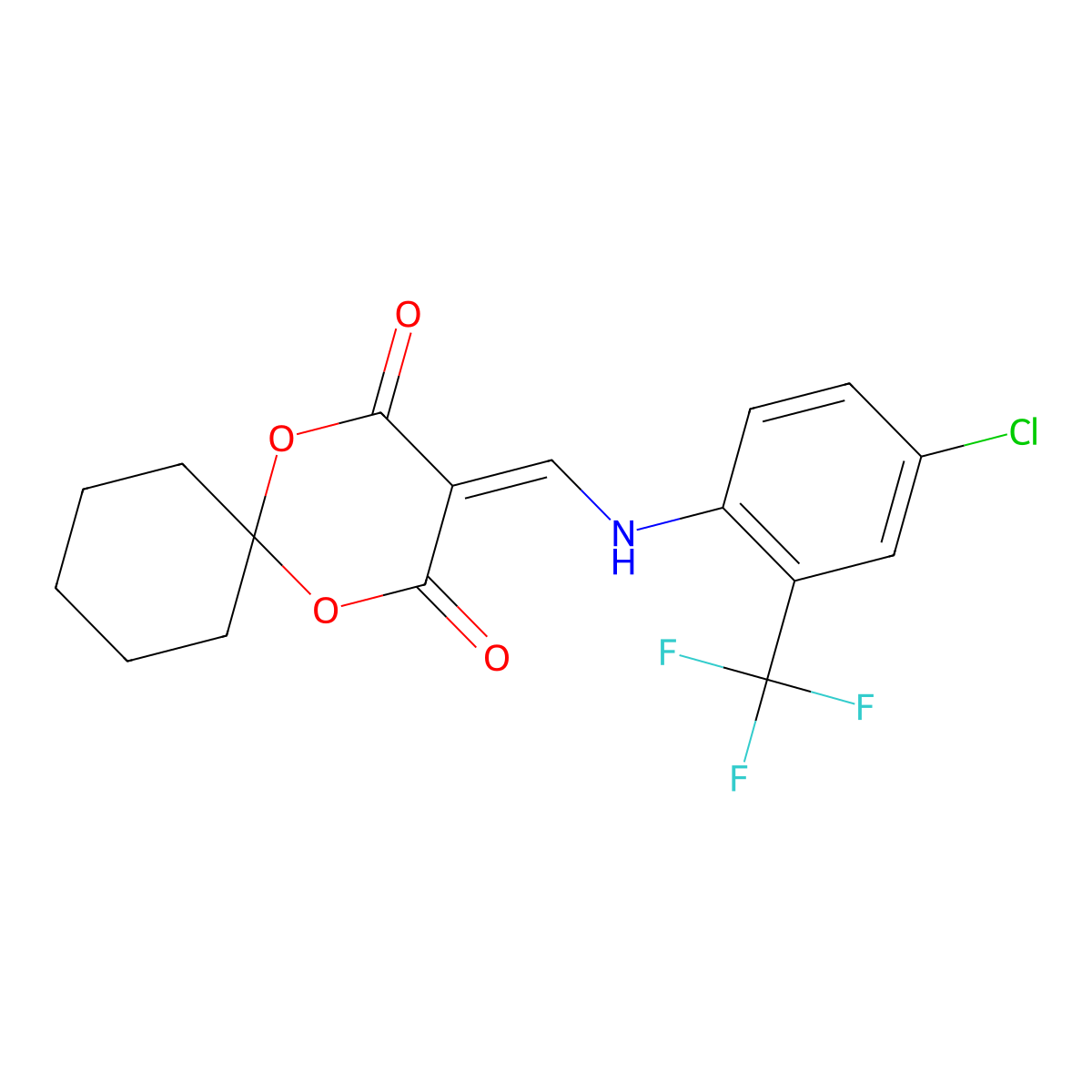 3-(((4-Chloro-2-(trifluoromethyl)phenyl)amino)methylene)-1,5-dioxaspiro[5.5]undecane-2,4-dione molecular structure, CAS 384357-95-3