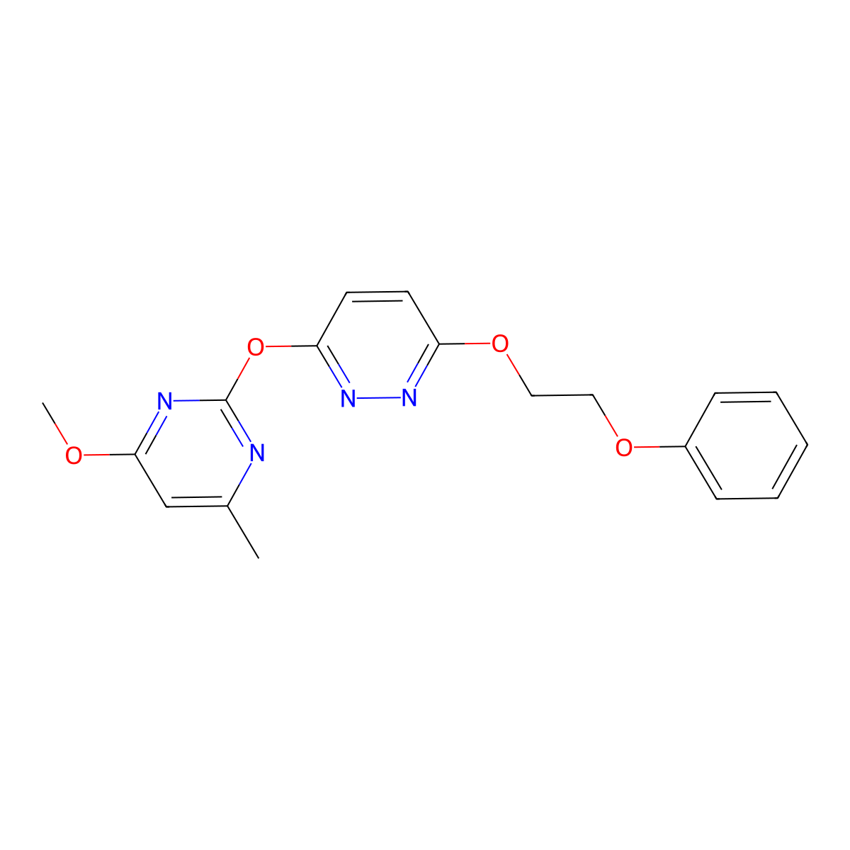 4-Methoxy-6-methyl-2-[6-(2-phenoxyethoxy)pyridazin-3-yl]oxypyrimidine molecular structure, CAS 384358-00-3