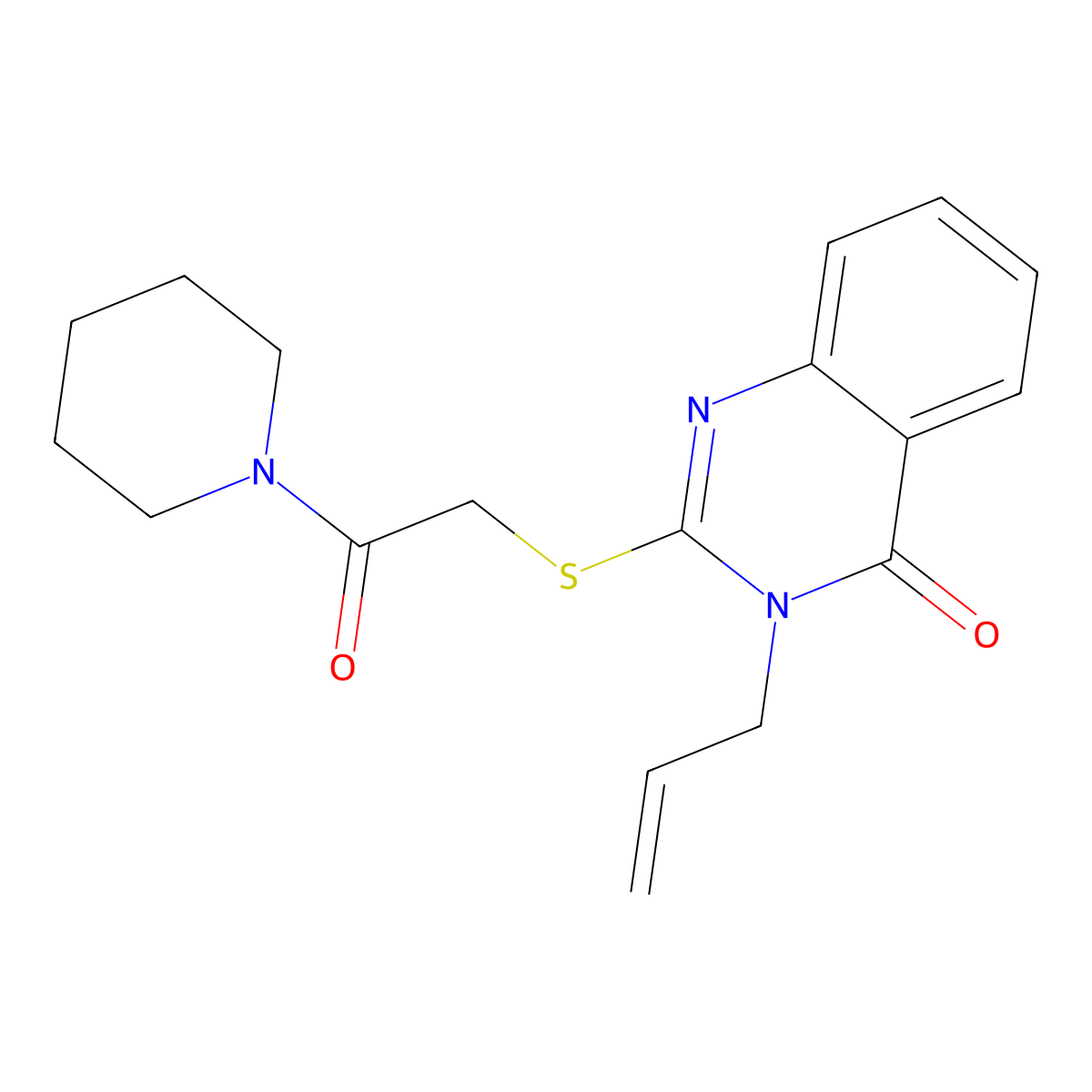 3-allyl-2-((2-oxo-2-(piperidin-1-yl)ethyl)thio)quinazolin-4(3H)-one molecular structure, CAS 384358-91-2