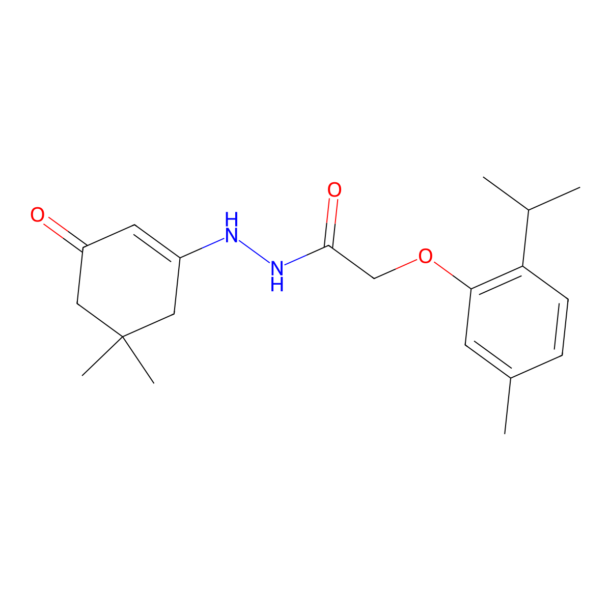 N'-(5,5-dimethyl-3-oxocyclohexen-1-yl)-2-(5-methyl-2-propan-2-ylphenoxy)acetohydrazide molecular structure, CAS 384358-94-5