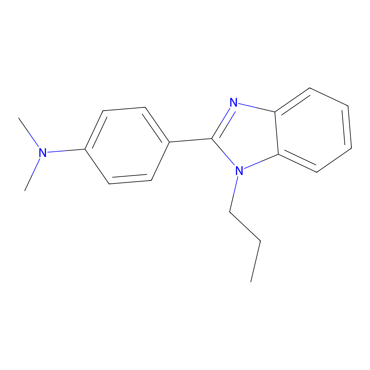 Dimethyl[4-(1-propylbenzimidazol-2-yl)phenyl]amine molecular structure, CAS 384359-01-7