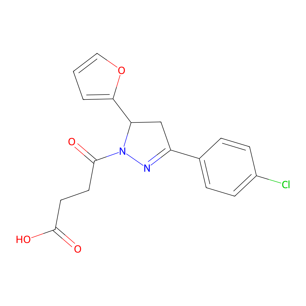 4-[3-(4-chlorophenyl)-5-(furan-2-yl)-4,5-dihydro-1H-pyrazol-1-yl]-4-oxobutanoic acid molecular structure, CAS 384359-04-0