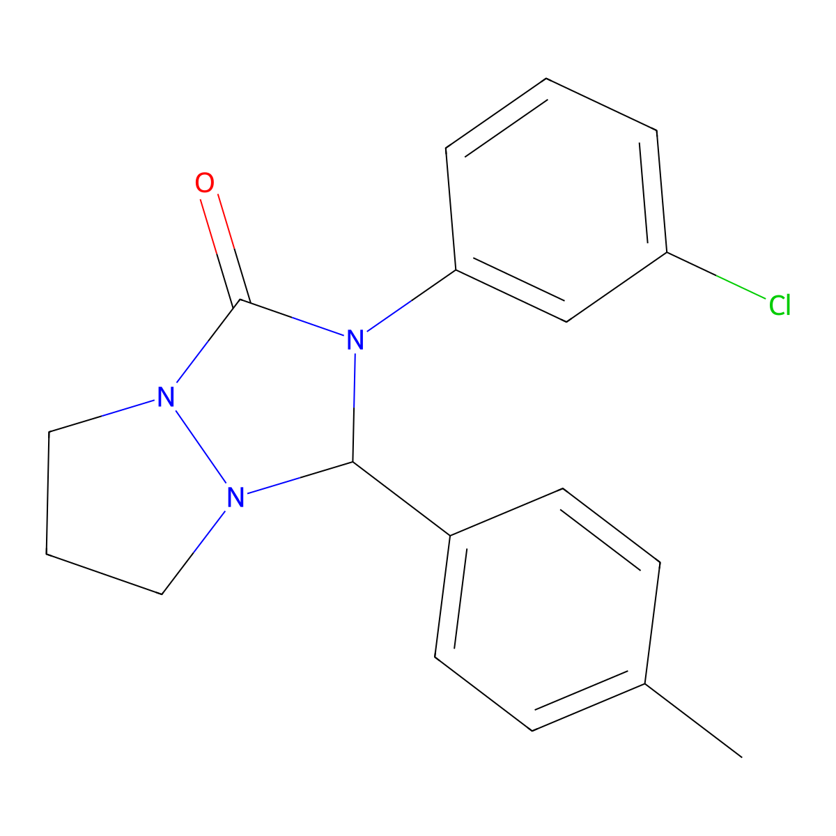 2-(3-Chlorophenyl)-1-(4-methylphenyl)-1,5,6,7-tetrahydropyrazolo[1,2-a][1,2,4]triazol-3-one molecular structure, CAS 384359-33-5