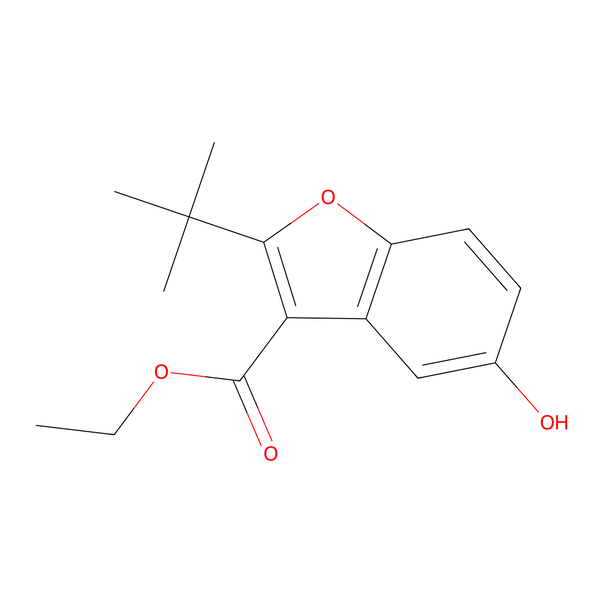 Ethyl 2-(tert-butyl)-5-hydroxybenzofuran-3-carboxylate molecular structure, CAS 384359-45-9