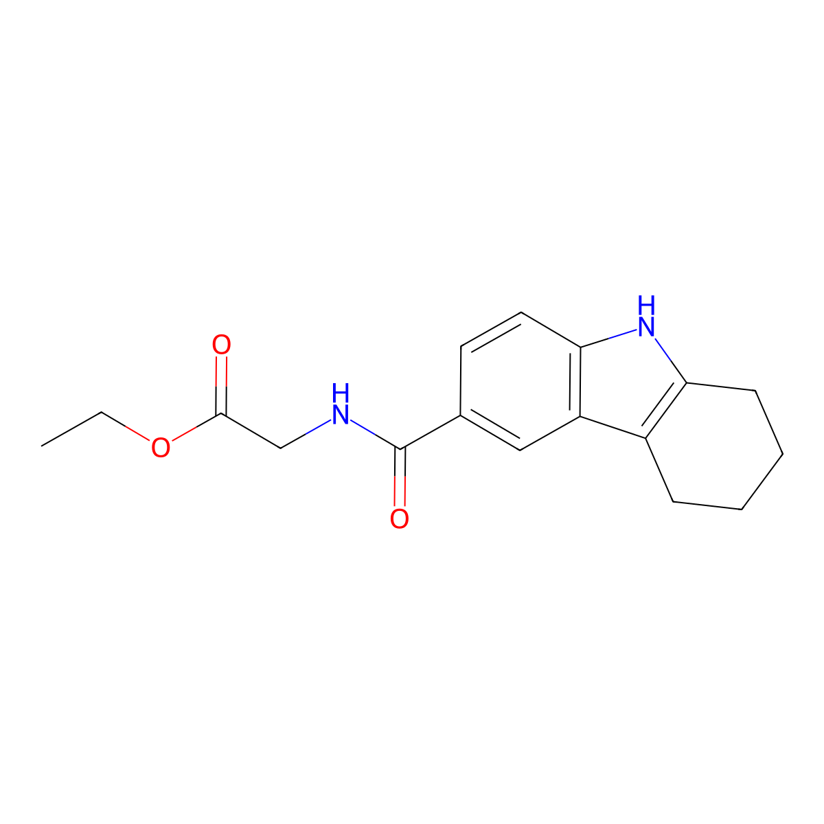 ethyl 2-(6,7,8,9-tetrahydro-5H-carbazole-3-carbonylamino)acetate molecular structure, CAS 384359-54-0