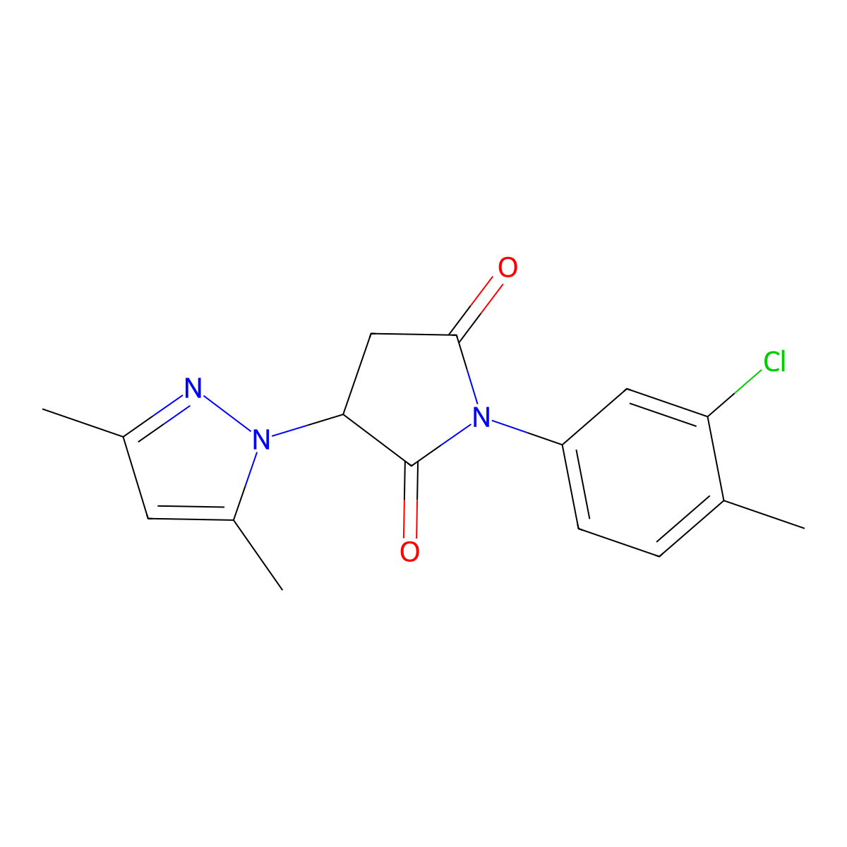 1-(3-Chloro-4-methylphenyl)-3-(3,5-dimethylpyrazol-1-yl)pyrrolidine-2,5-dione molecular structure, CAS 384359-61-9