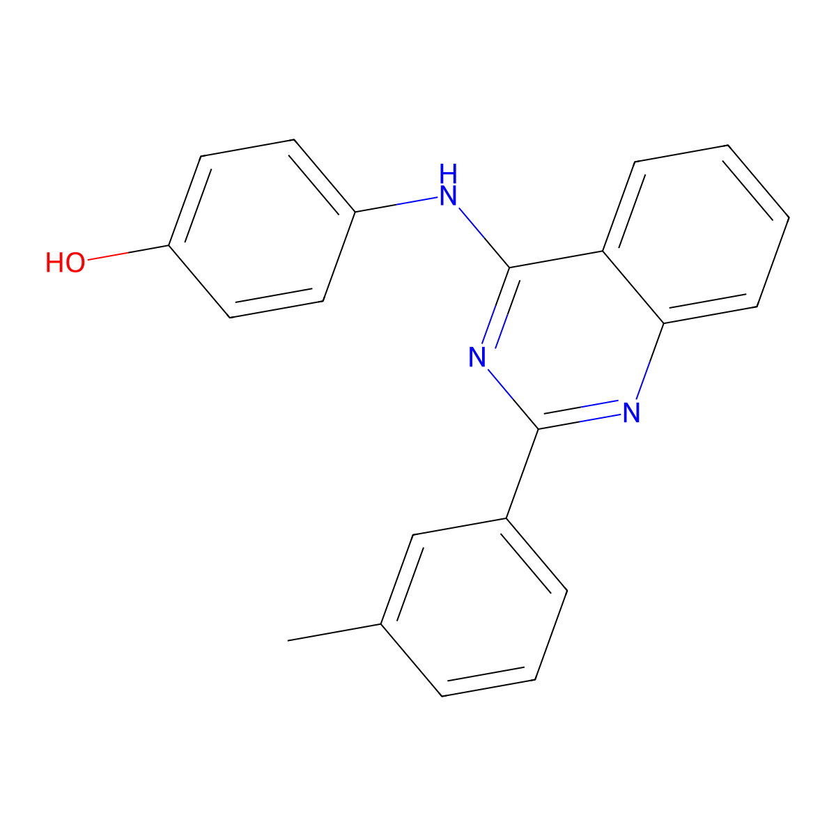 4-[[2-(3-Methylphenyl)quinazolin-4-yl]amino]phenol molecular structure, CAS 384359-93-7
