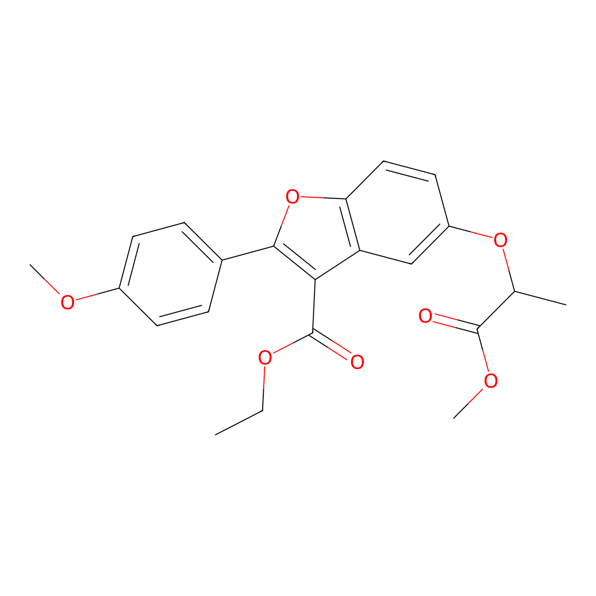 Ethyl 5-((1-methoxy-1-oxopropan-2-yl)oxy)-2-(4-methoxyphenyl)benzofuran-3-carboxylate molecular structure, CAS 384360-63-8