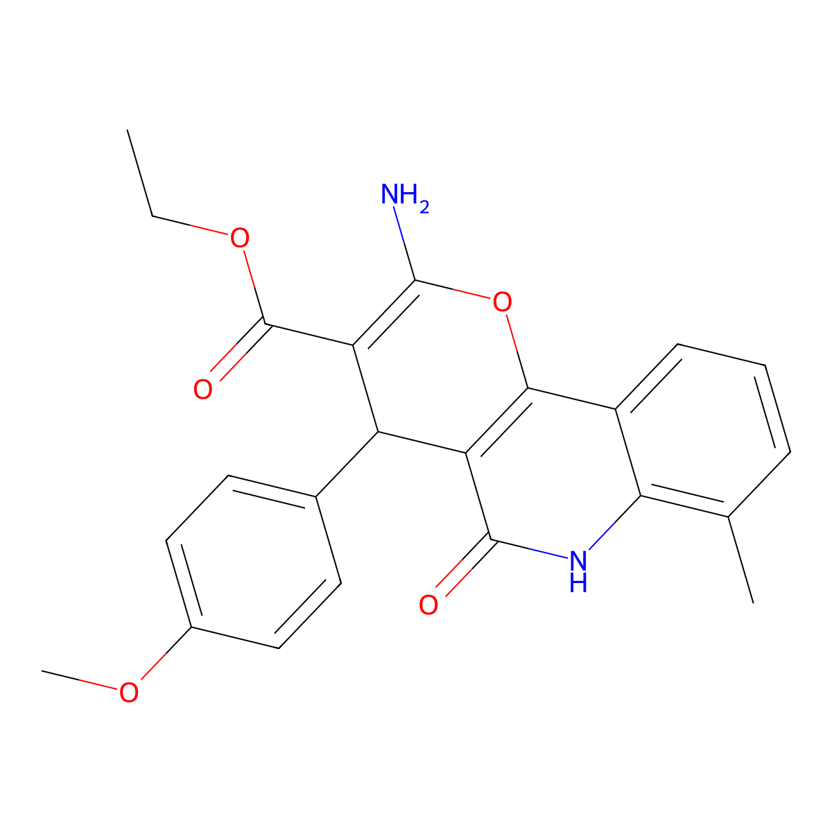 ethyl 2-amino-4-(4-methoxyphenyl)-7-methyl-5-oxo-5,6-dihydro-4H-pyrano[3,2-c]quinoline-3-carboxylate molecular structure, CAS 384360-91-2