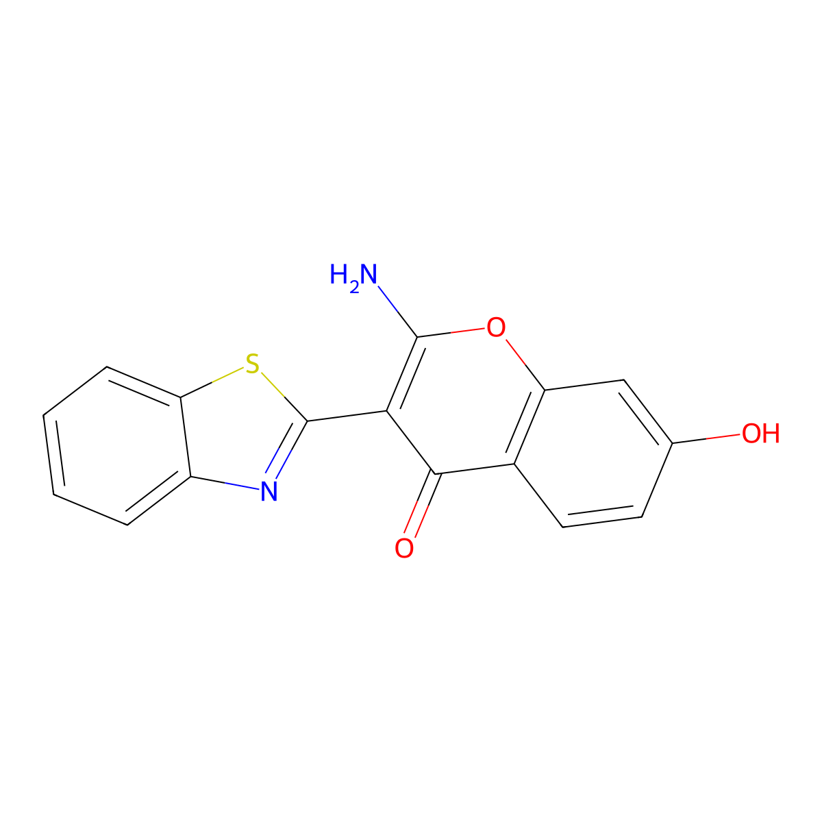 2-amino-3-(1,3-benzothiazol-2-yl)-7-hydroxy-4H-chromen-4-one molecular structure, CAS 384361-22-2