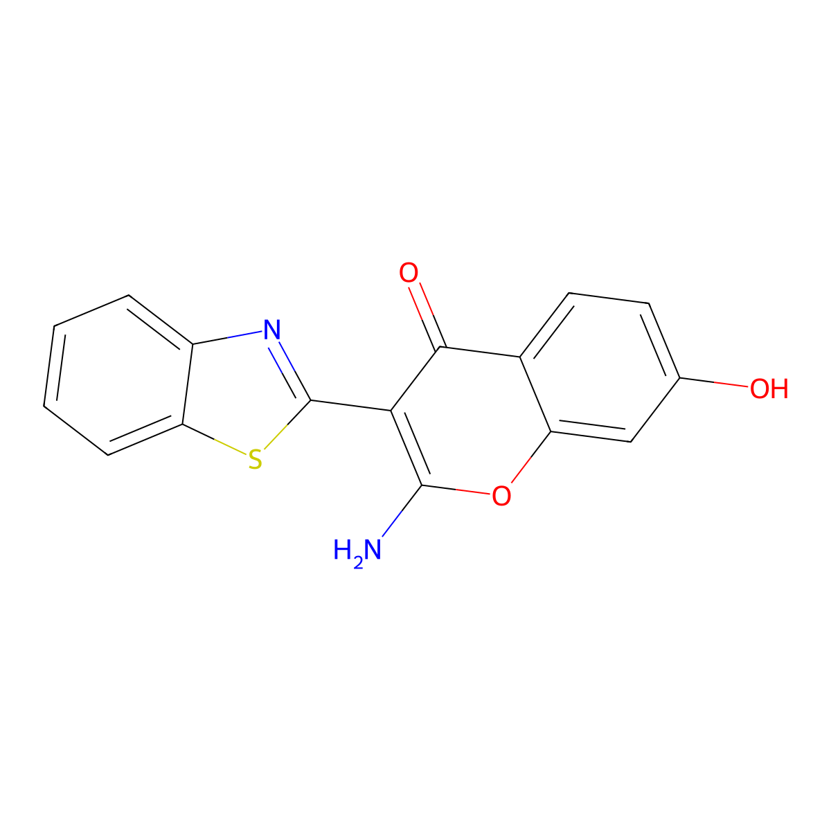 2-amino-3-(1,3-benzothiazol-2-yl)-7-hydroxy-4H-chromen-4-one molecular structure, CAS 384361-22-2