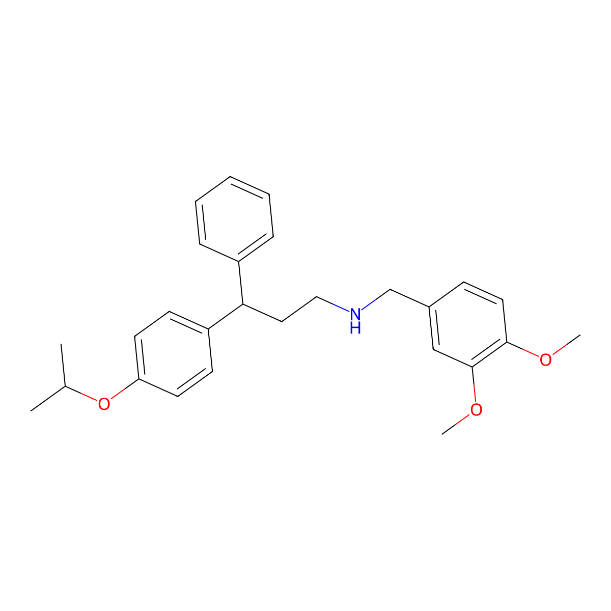 N-[(3,4-dimethoxyphenyl)methyl]-3-phenyl-3-(4-propan-2-yloxyphenyl)propan-1-amine molecular structure, CAS 384361-32-4