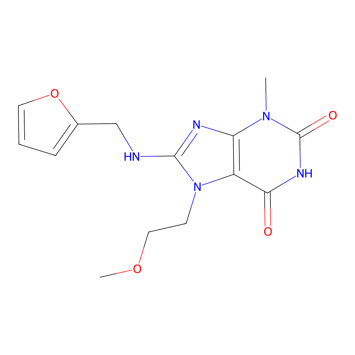 8-((furan-2-ylmethyl)amino)-7-(2-methoxyethyl)-3-methyl-1H-purine-2,6(3H,7H)-dione molecular structure, CAS 384361-36-8